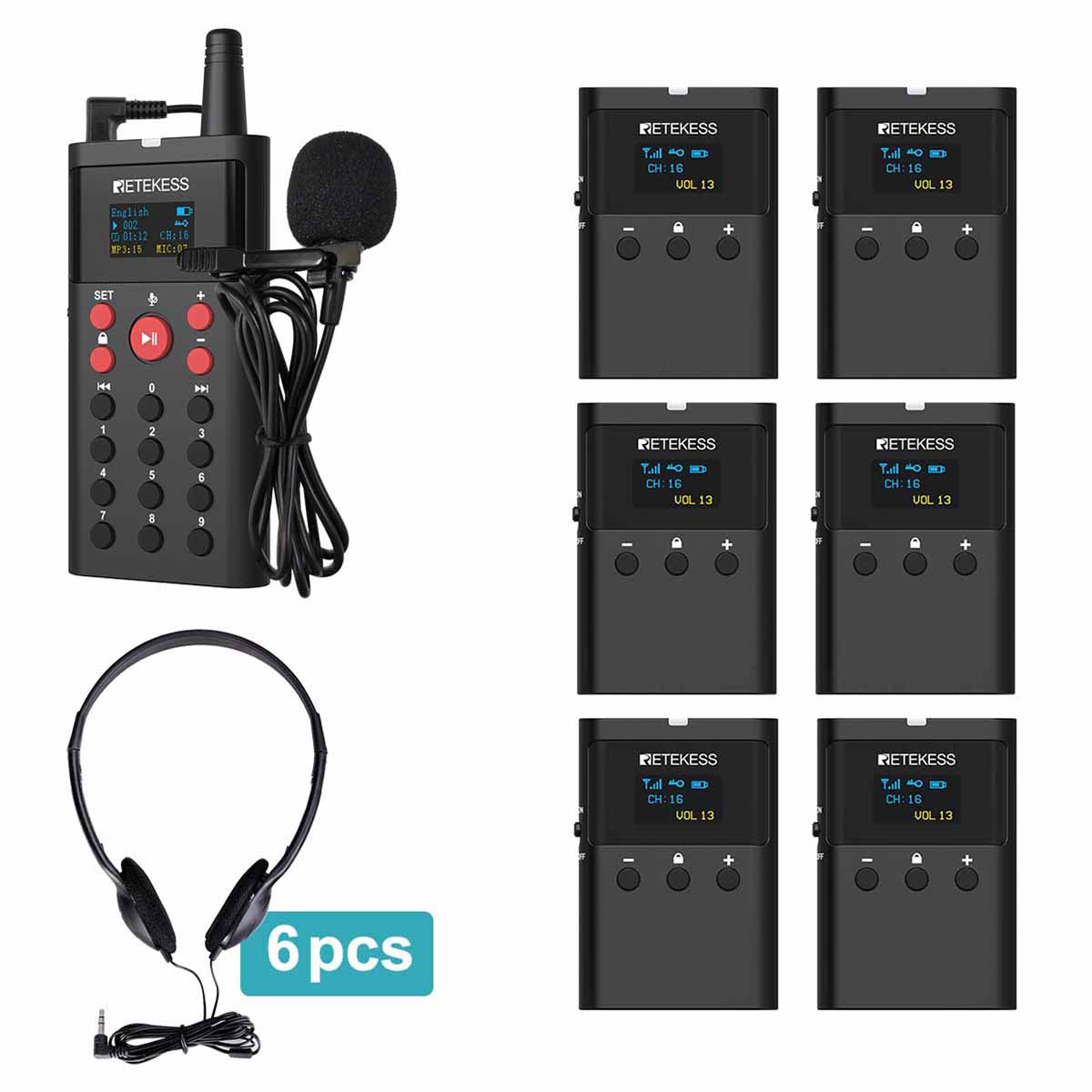 TT127 Sistema di Guida Turistica MP3 con Cuffie Binaurali per Attrazioni Turistiche,Musei e Fabbriche