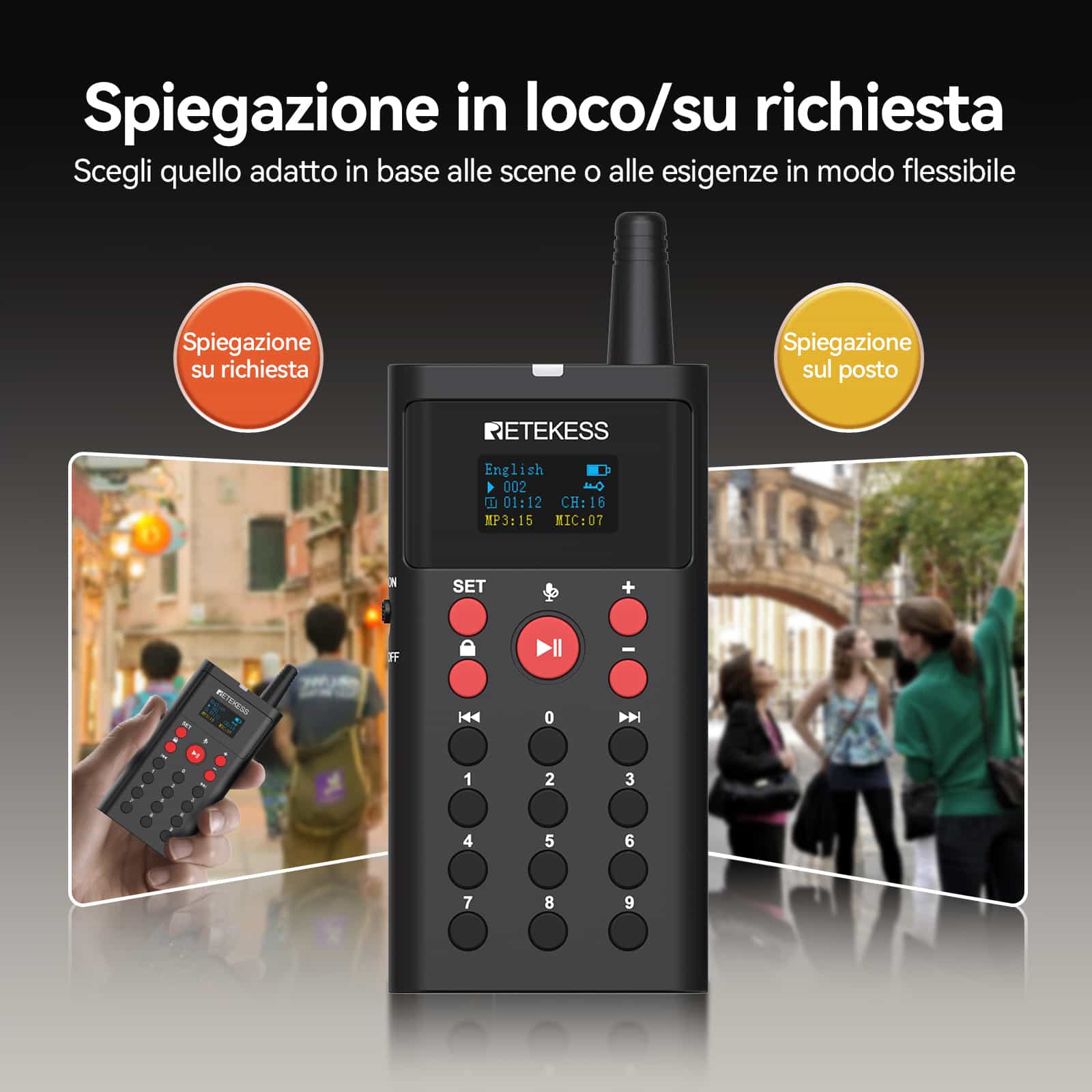 TT127 Sistema di Guida Turistica MP3 con Cuffie Binaurali per Attrazioni Turistiche,Musei e Fabbriche