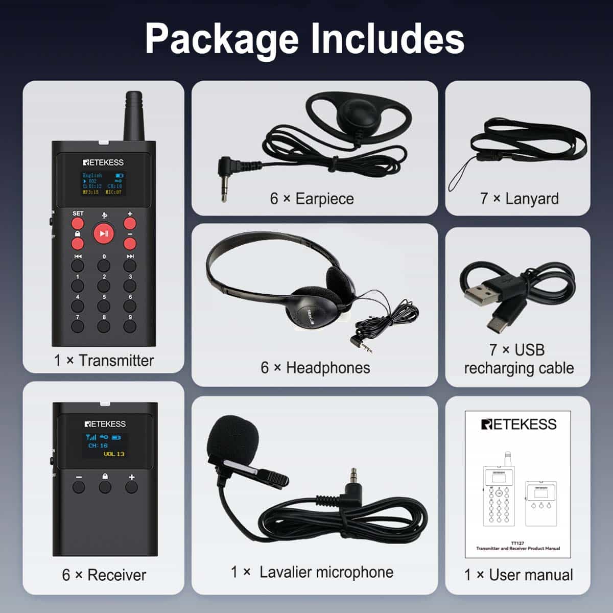 TT127 Sistema di Guida Turistica MP3 con Cuffie Binaurali per Attrazioni Turistiche,Musei e Fabbriche