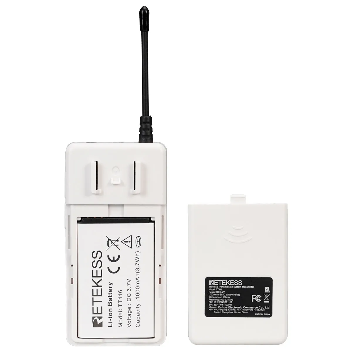 Retekess TT116 Trasmettitore UHF per Guida Turistica, Batteria Sostituibile, Spazio Pubblicitario Adesivo Riservato Sull'apparecchio