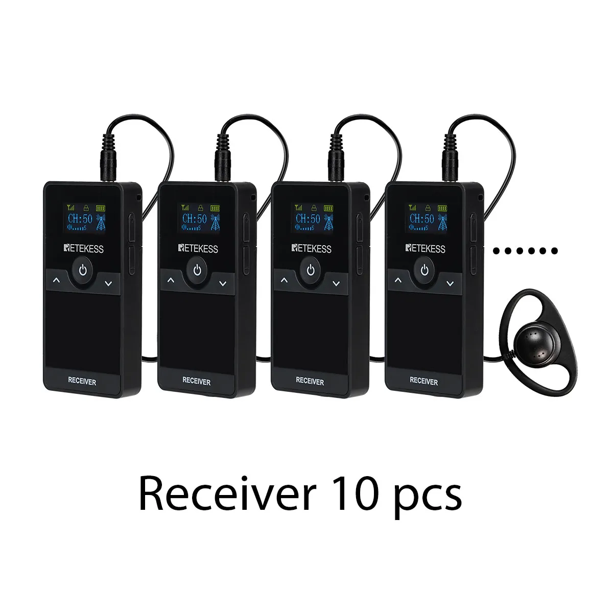 Retekess TT116 Ricevitore del Sistema di Guida di Gruppo UHF con Batteria Ricaricabile Rimovibile