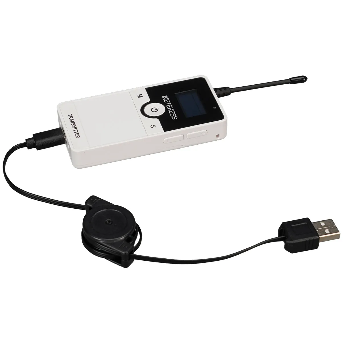 Retekess TT116 Trasmettitore UHF per Guida Turistica, Batteria Sostituibile, Spazio Pubblicitario Adesivo Riservato Sull'apparecchio
