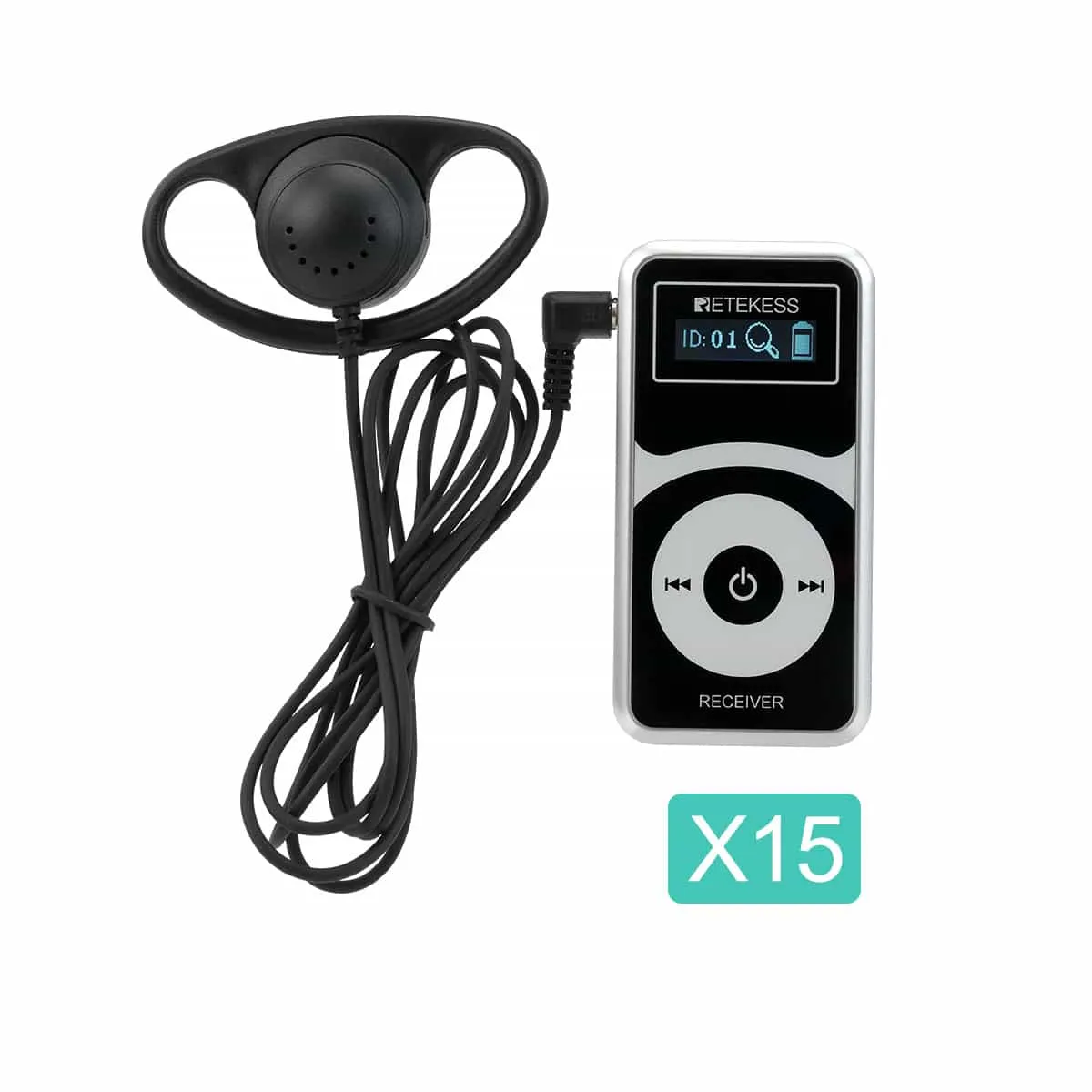 Retekes T131P Ricevitore del Sistema Tourguide, Batteria in Standby Fino a 36 Ore
