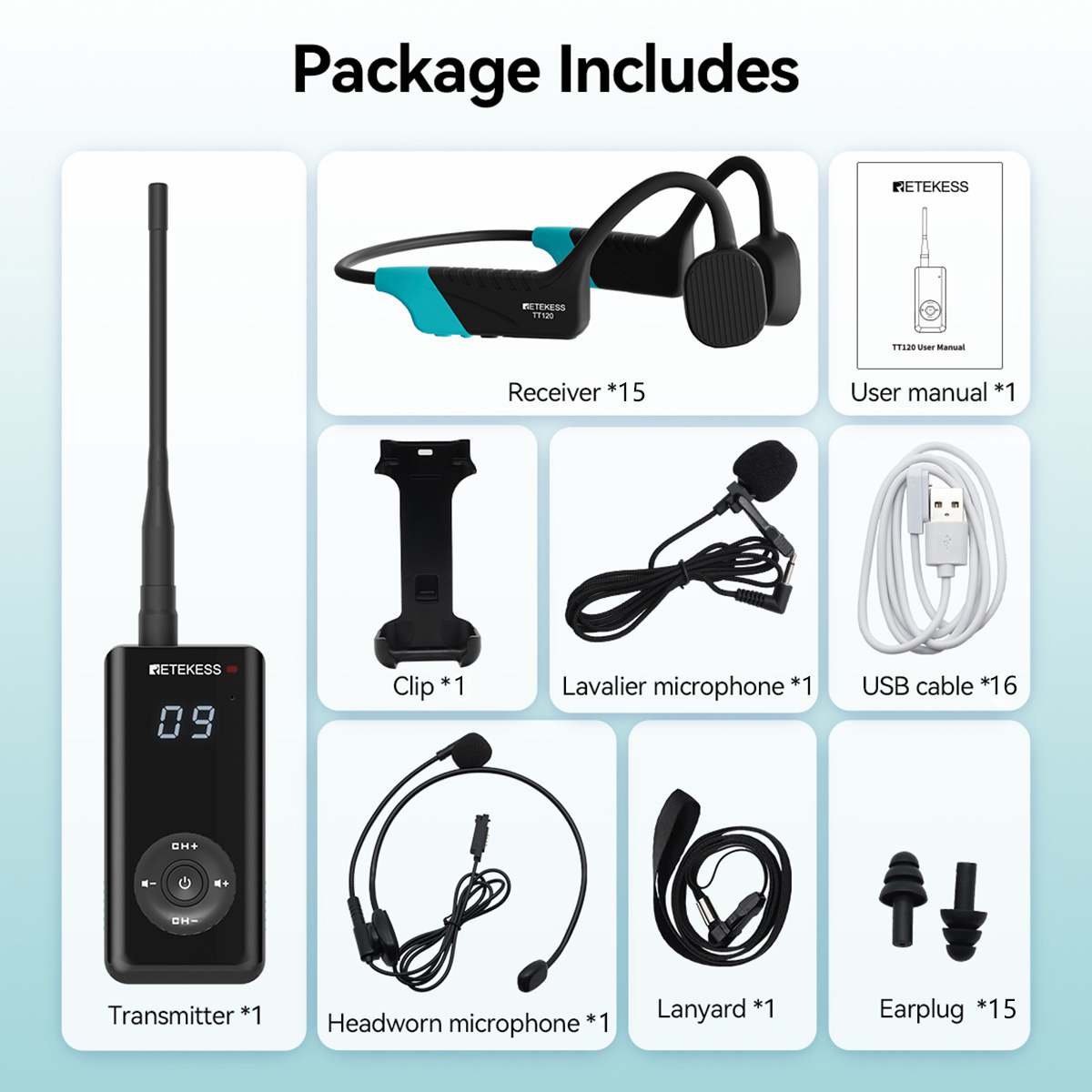 Retekess TT120 Cuffie Conduzione Ossea IP68 Impermeabili per Nuoto, Surf, Corsa