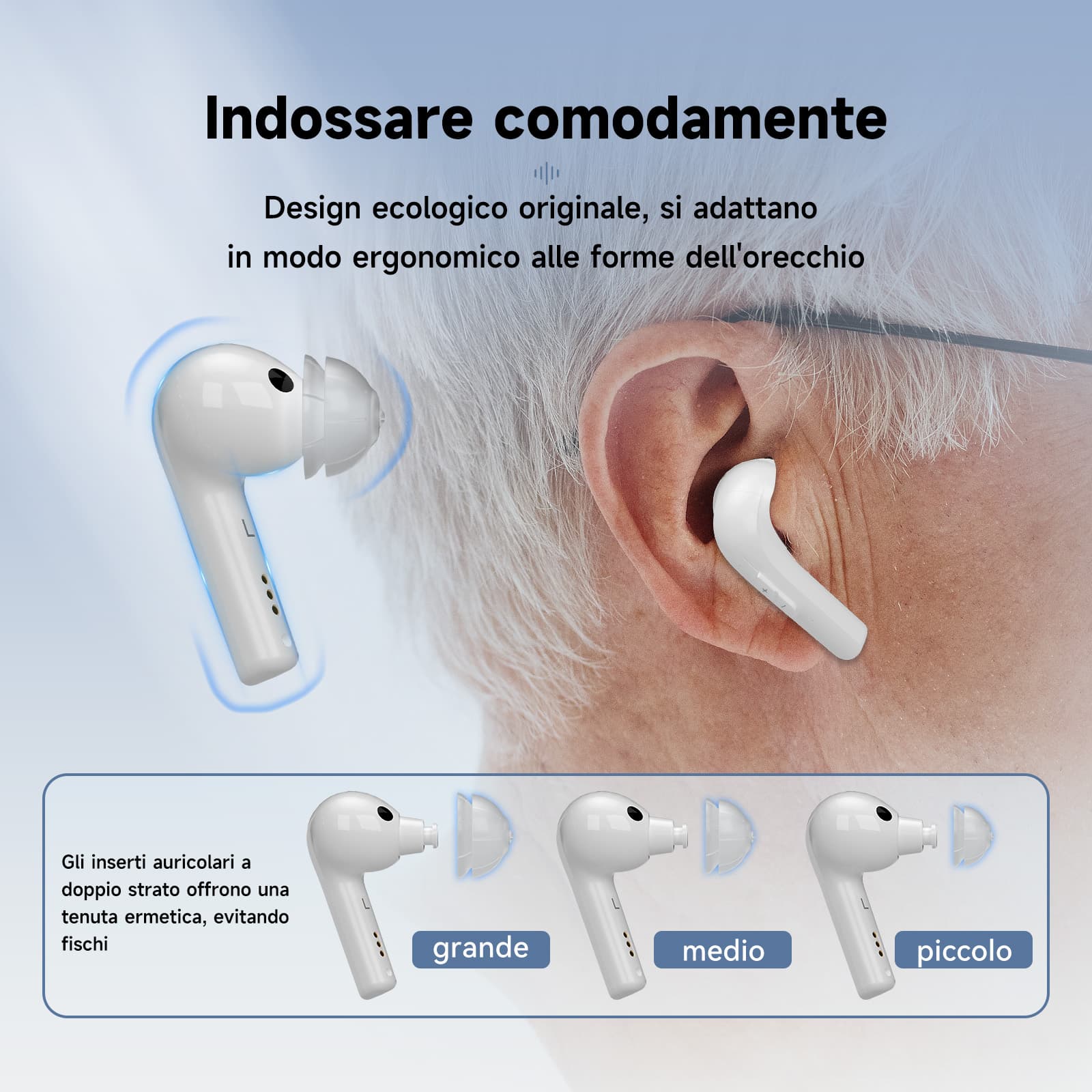 Apparecchio Acustico TWS Bluetooth, Conveniente, Autoadattante e da Banco