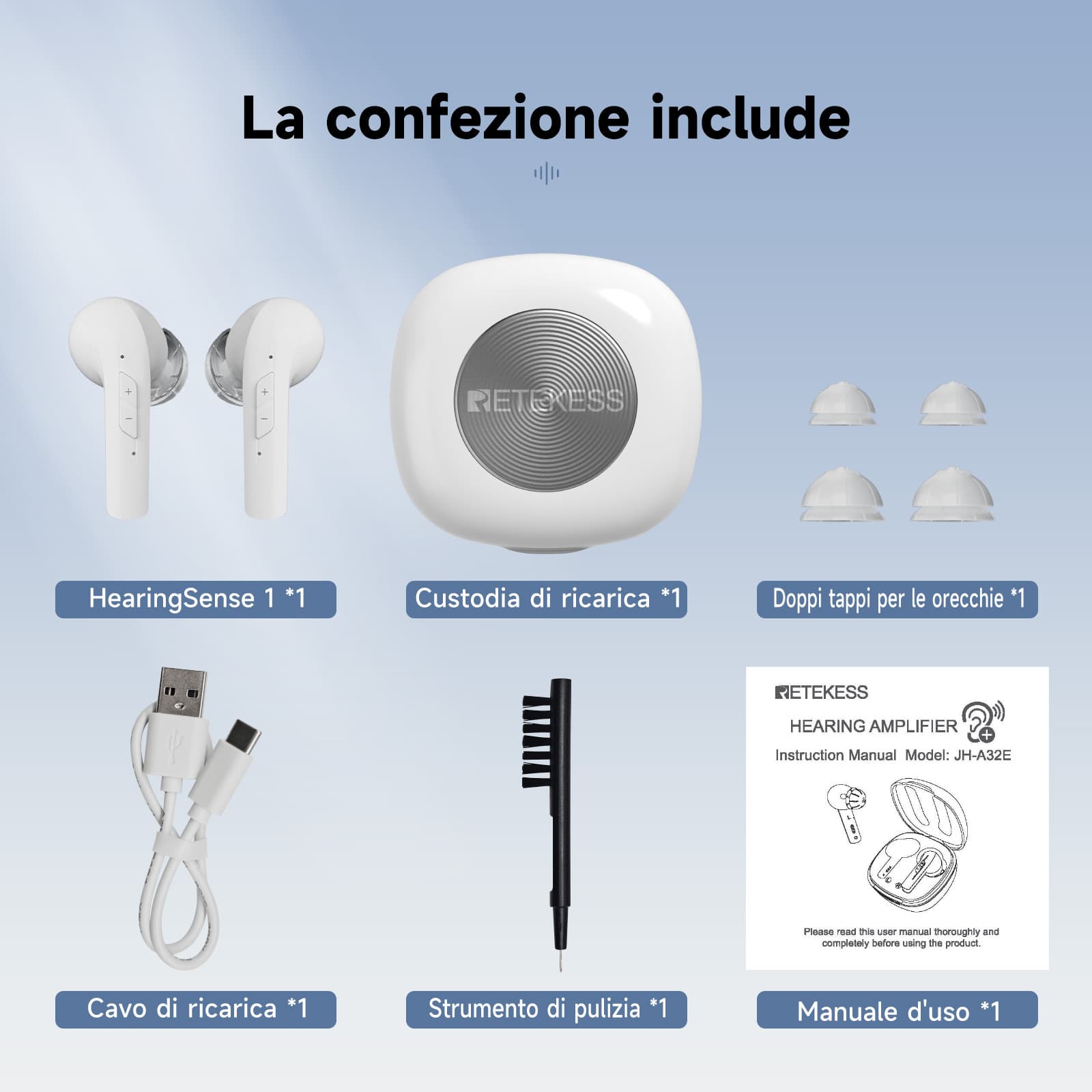 Apparecchio Acustico TWS Bluetooth, Conveniente, Autoadattante e da Banco