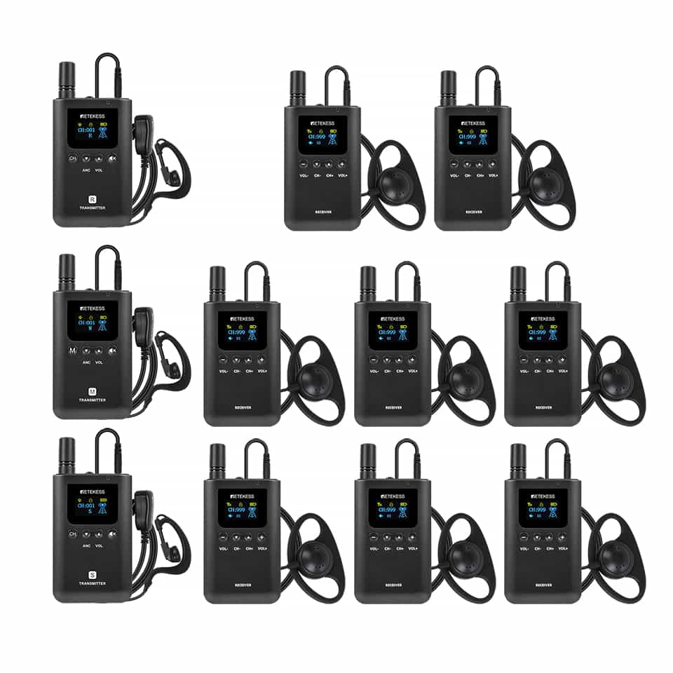 Retekess TT129 Wireless Full-Duplex Communication System, Supporta 3 Trasmettitori che Parlano Contemporaneamente