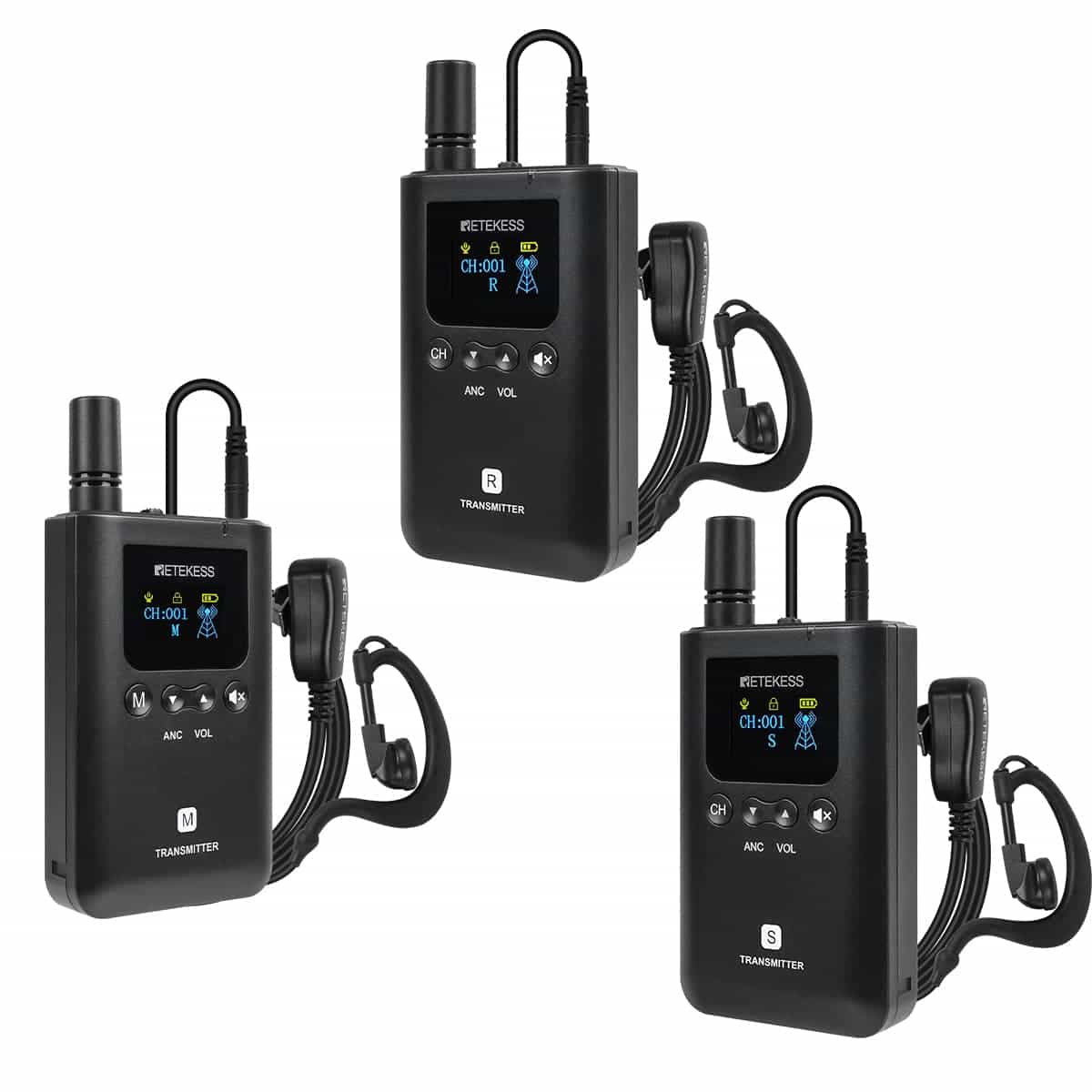 Retekess TT129 Wireless Full-Duplex Communication System, Supporta 3 Trasmettitori che Parlano Contemporaneamente