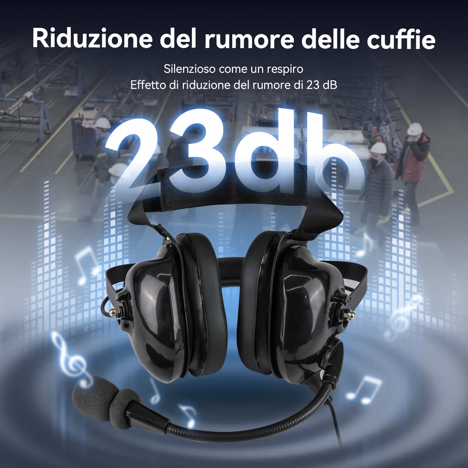 TT034 Cuffie Over-ear con Cancellazione del Rumore di Fabbrica per Sistemi di Guida Turistica Wireless
