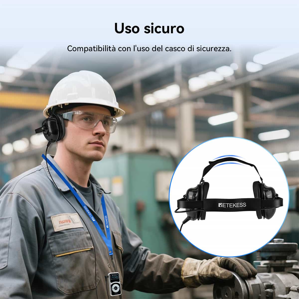 TT034 Cuffie Over-ear con Cancellazione del Rumore di Fabbrica per Sistemi di Guida Turistica Wireless