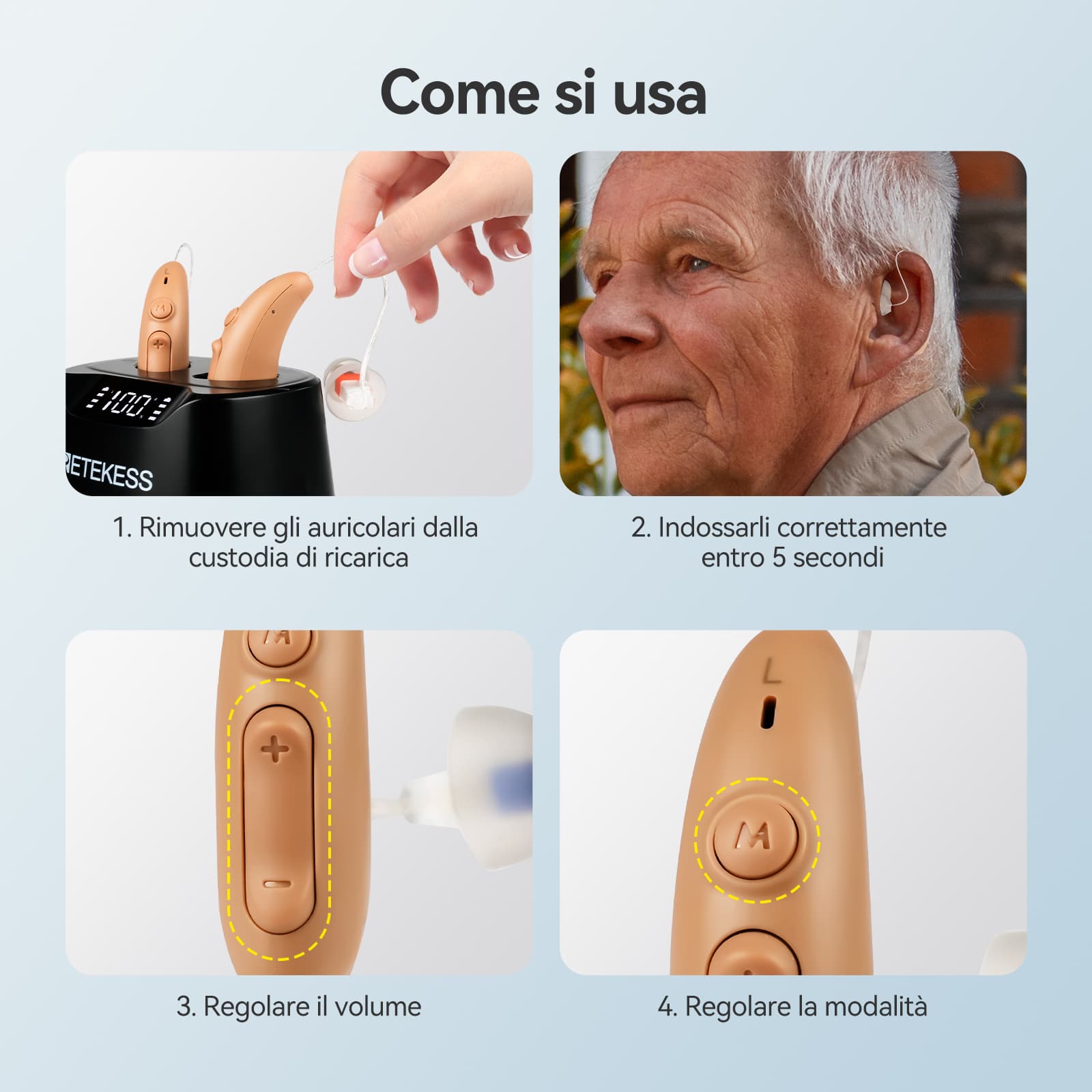 Apparecchio Acustico Intelligente con Cancellazione del Rumore Retekess TE201 RIC