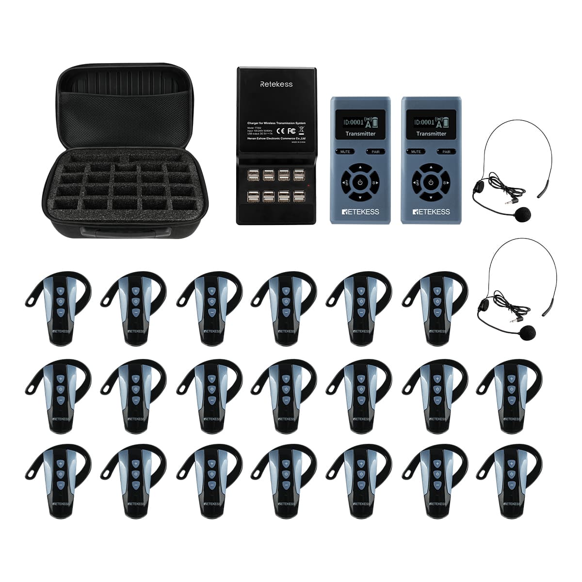 Ricevitore con gancio auricolare per sistema di guida turistica wireless Retekess TT106S