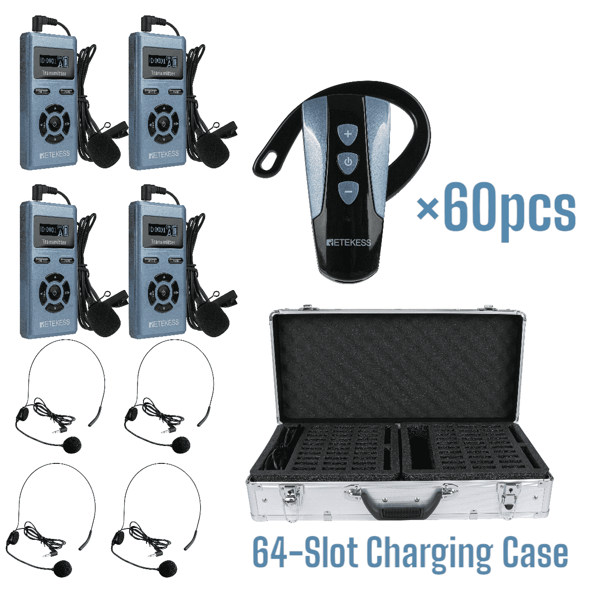 Ricevitore con gancio auricolare per sistema di guida turistica wireless Retekess TT106S