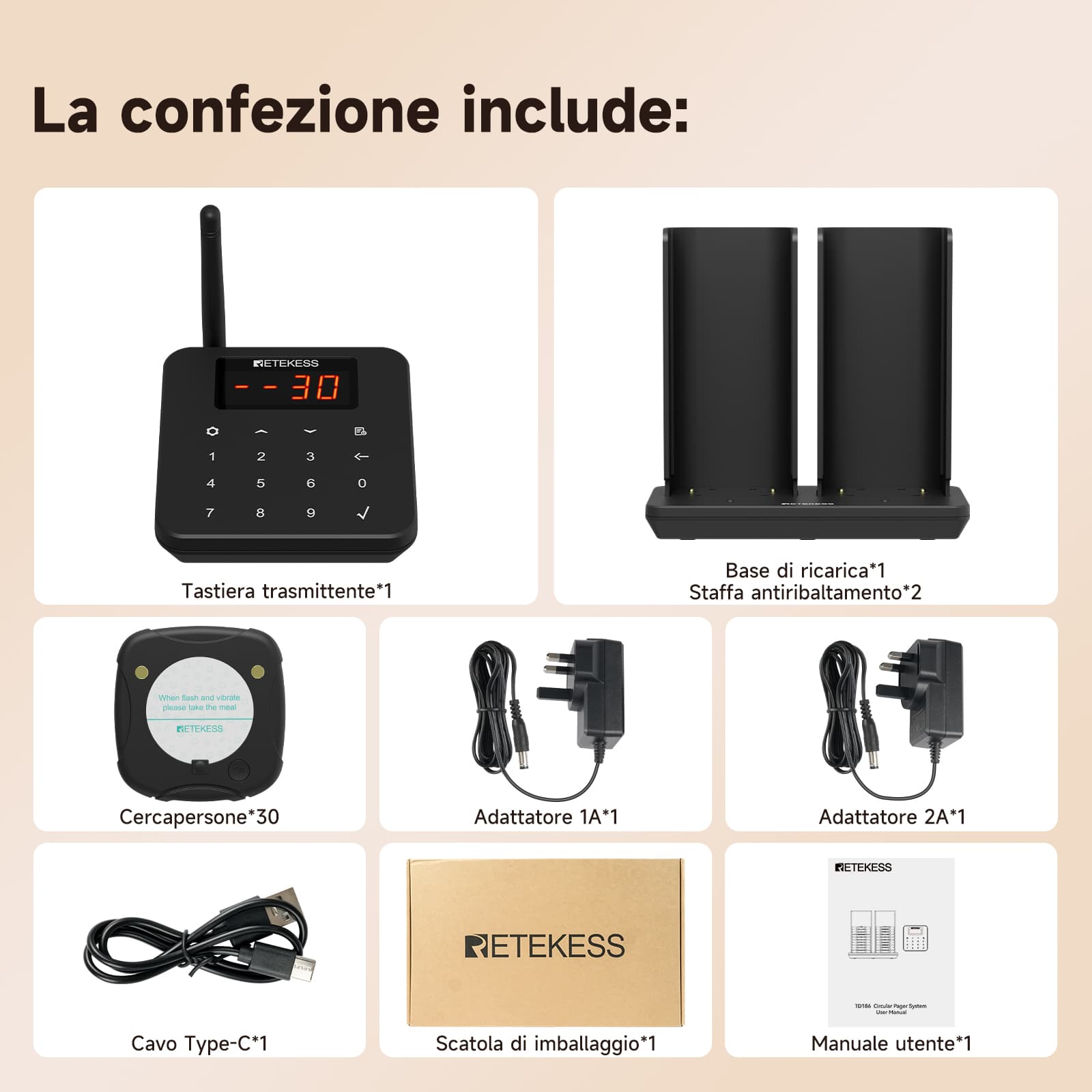 Sistema di Chiamata per Ristoranti Anti-ribaltamento ad Alta Capacità TD186