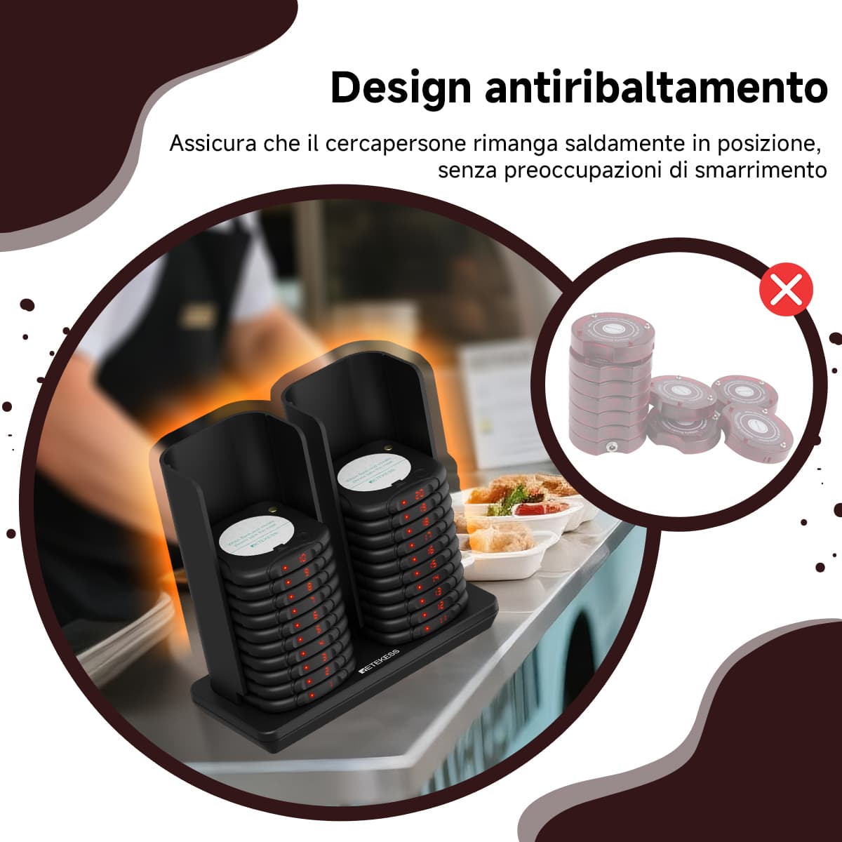 Sistema di Chiamata per Ristoranti Anticaduta Impilabile TD186
