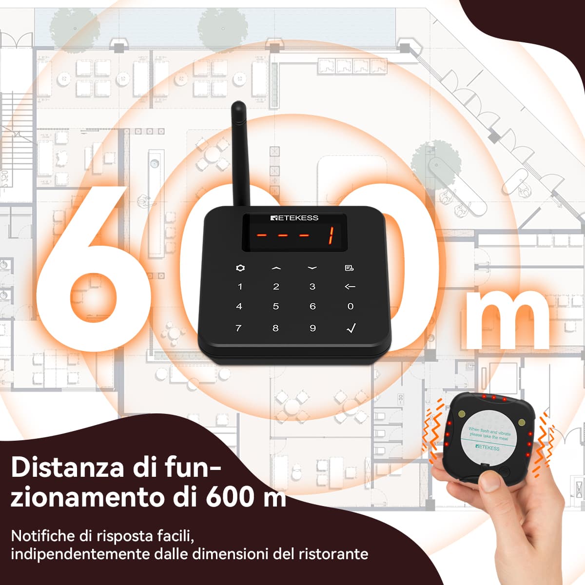 Sistema di Chiamata per Ristoranti Anticaduta Impilabile TD186