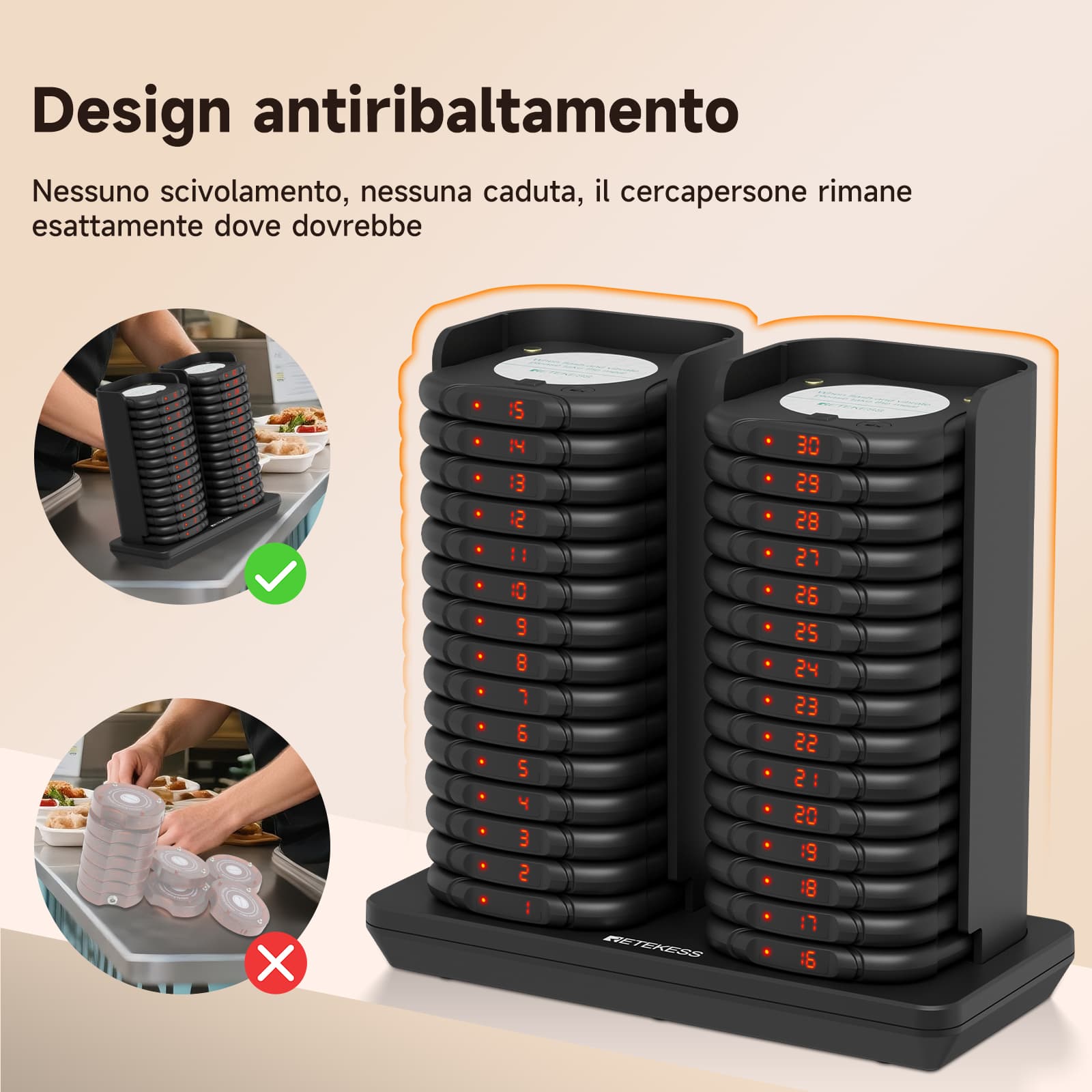 Sistema di Chiamata per Ristoranti Anti-ribaltamento ad Alta Capacità TD186