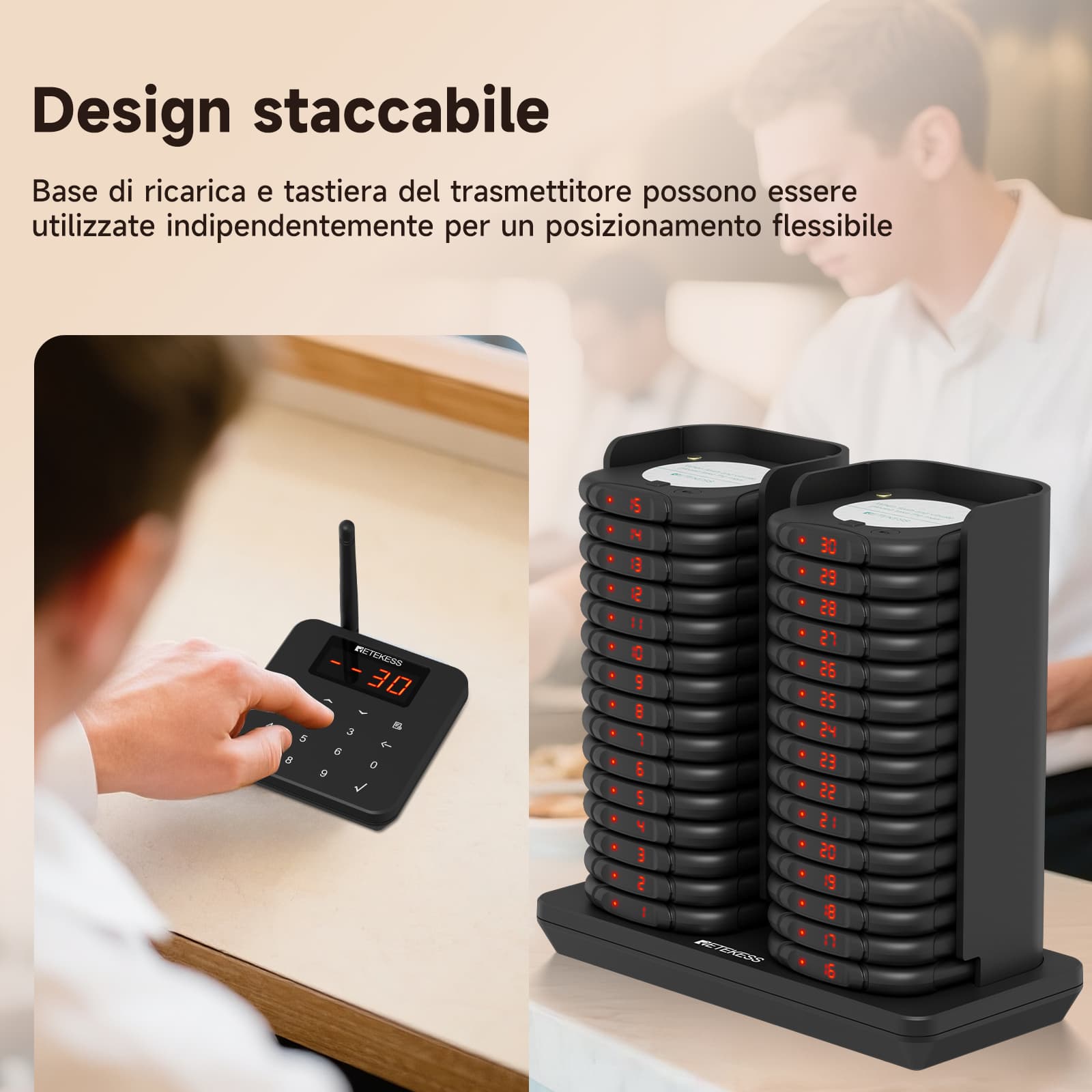 Sistema di Chiamata per Ristoranti Anti-ribaltamento ad Alta Capacità TD186