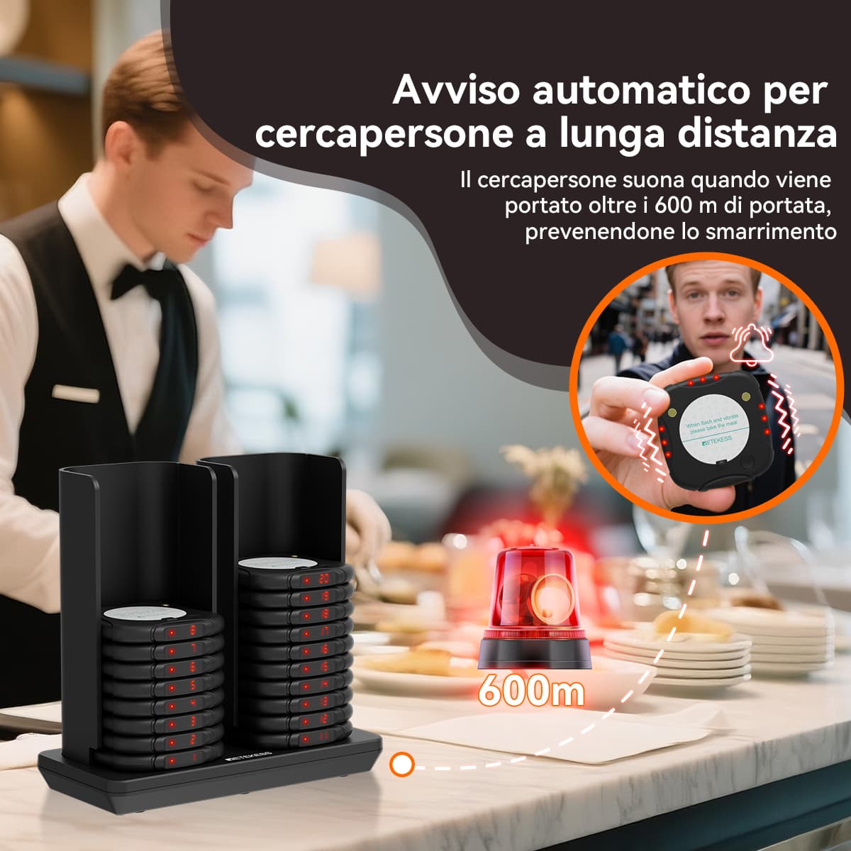 TD186 Cercapersone per ristoranti con design antidumping diviso