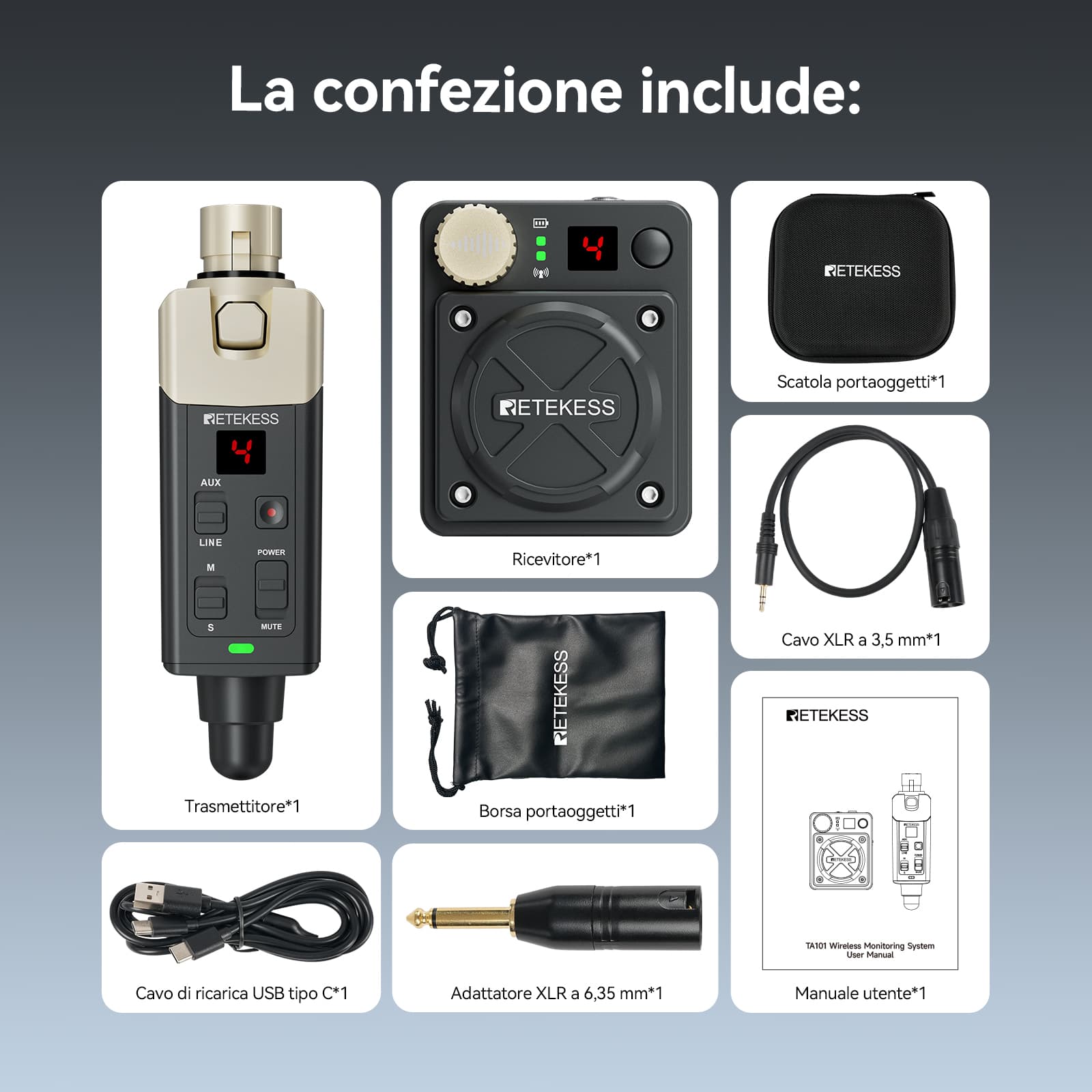 Retekess TA101 Supporta il Sistema di Monitoraggio Wireless In-ear Mono e Stereo