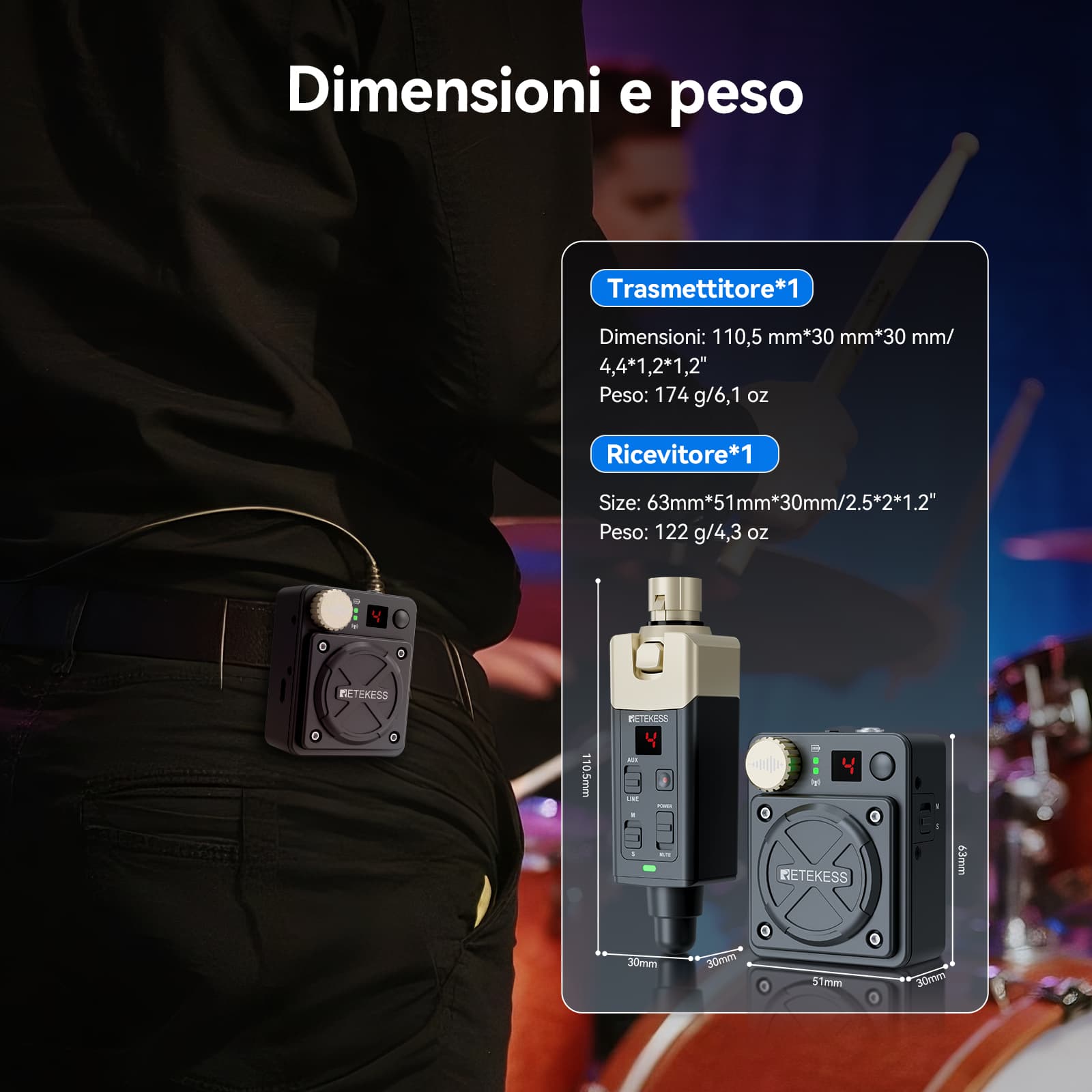 Retekess TA101 Supporta il Sistema di Monitoraggio Wireless In-ear Mono e Stereo