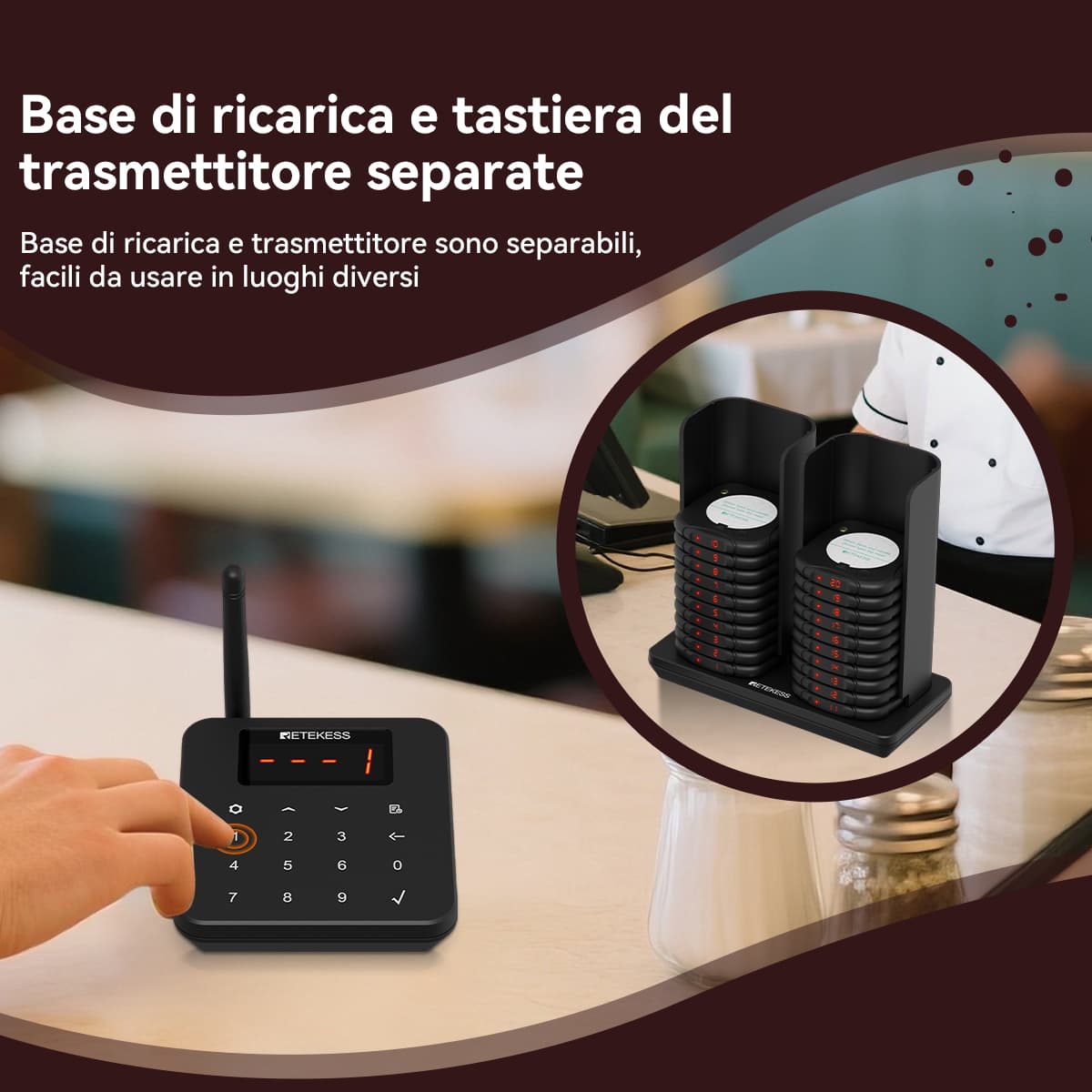 TD186 Tastiera Trasmittente per Sistema di Chiamata Impilabile per Ristoranti