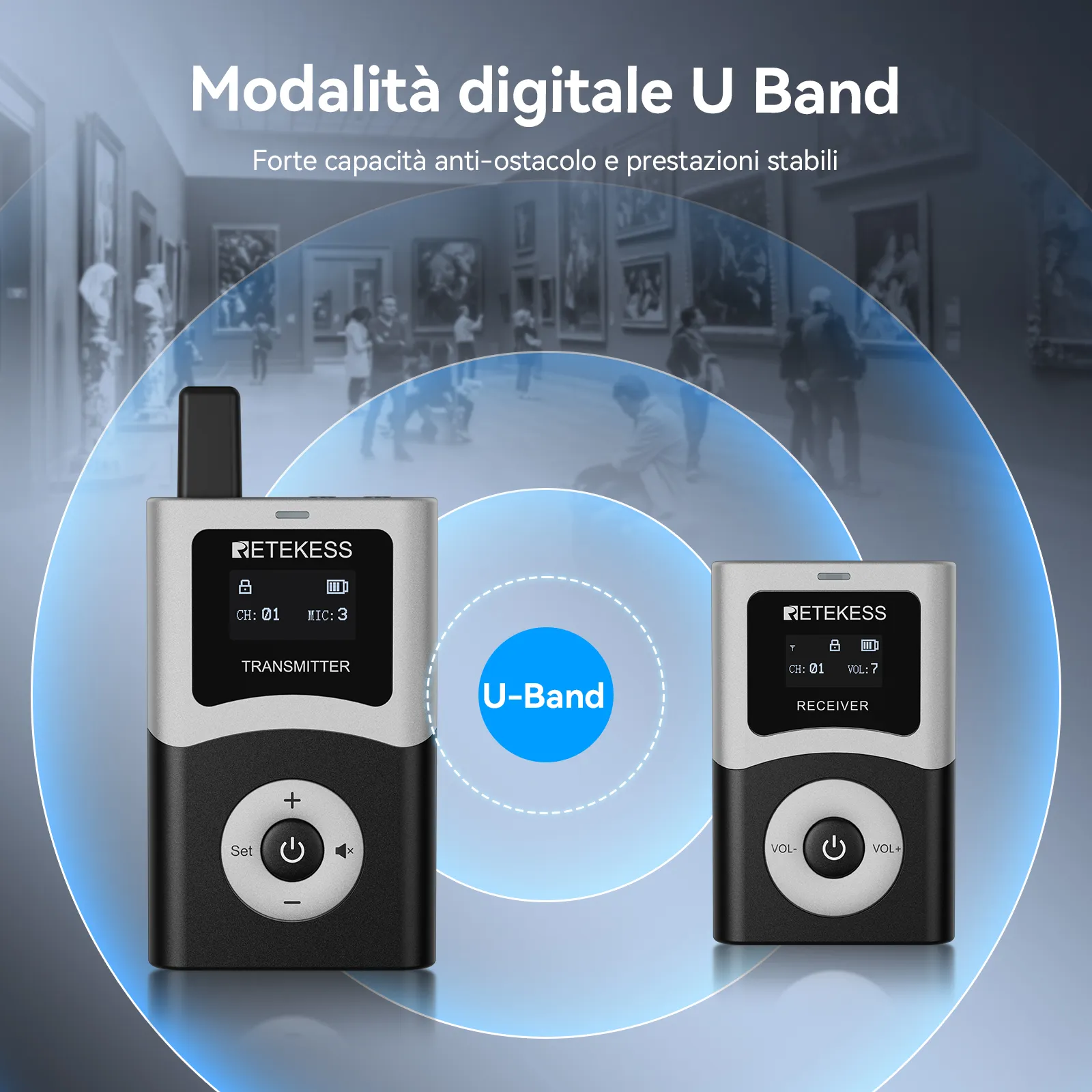 T131U Ricevitore Wireless per Guida Turistica con Cancellazione del Rumore per Guide Turistiche, Chiese