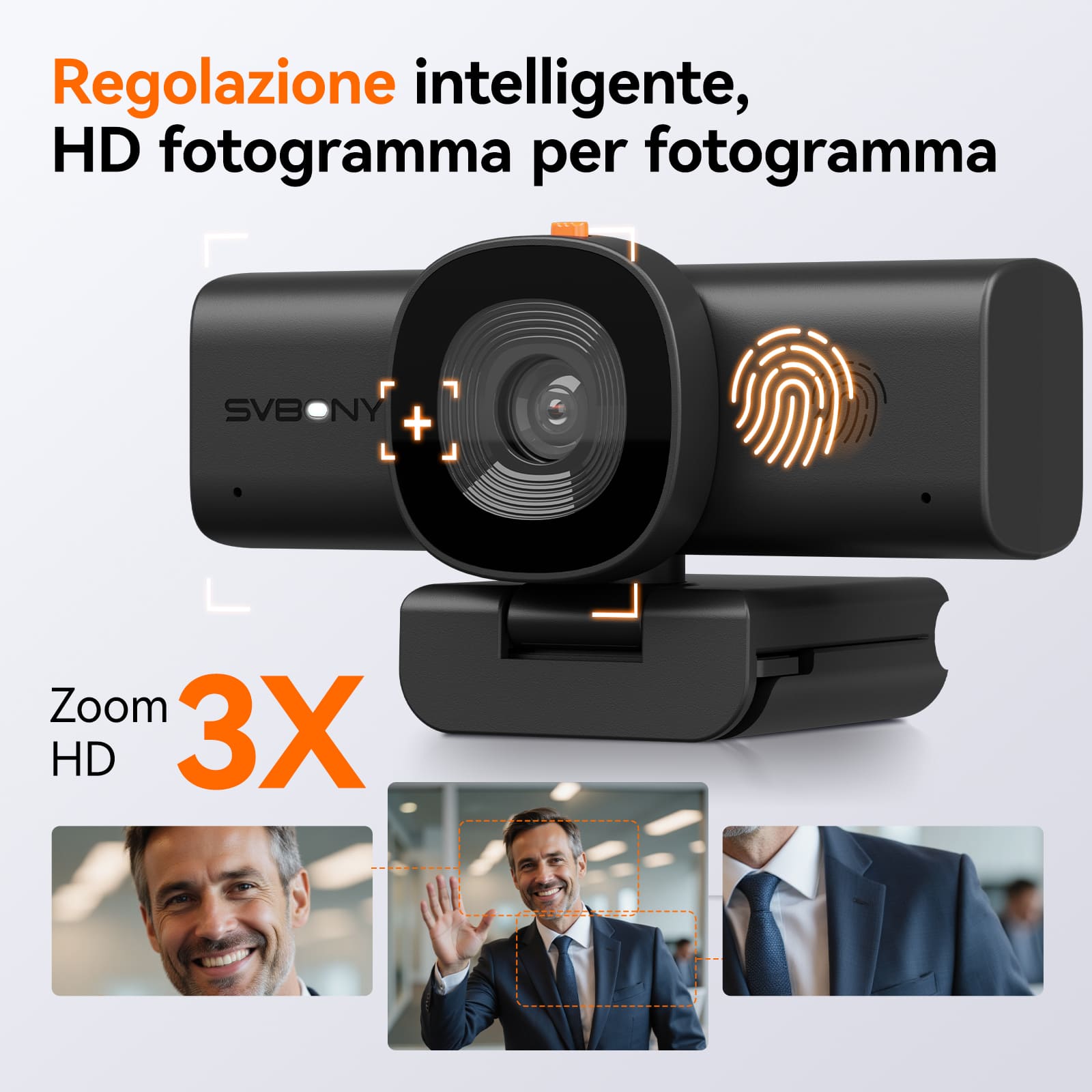SVN W1 Webcam 2K All-in-One per Videoconferenze con Doppio Microfono con Cancellazione del Rumore