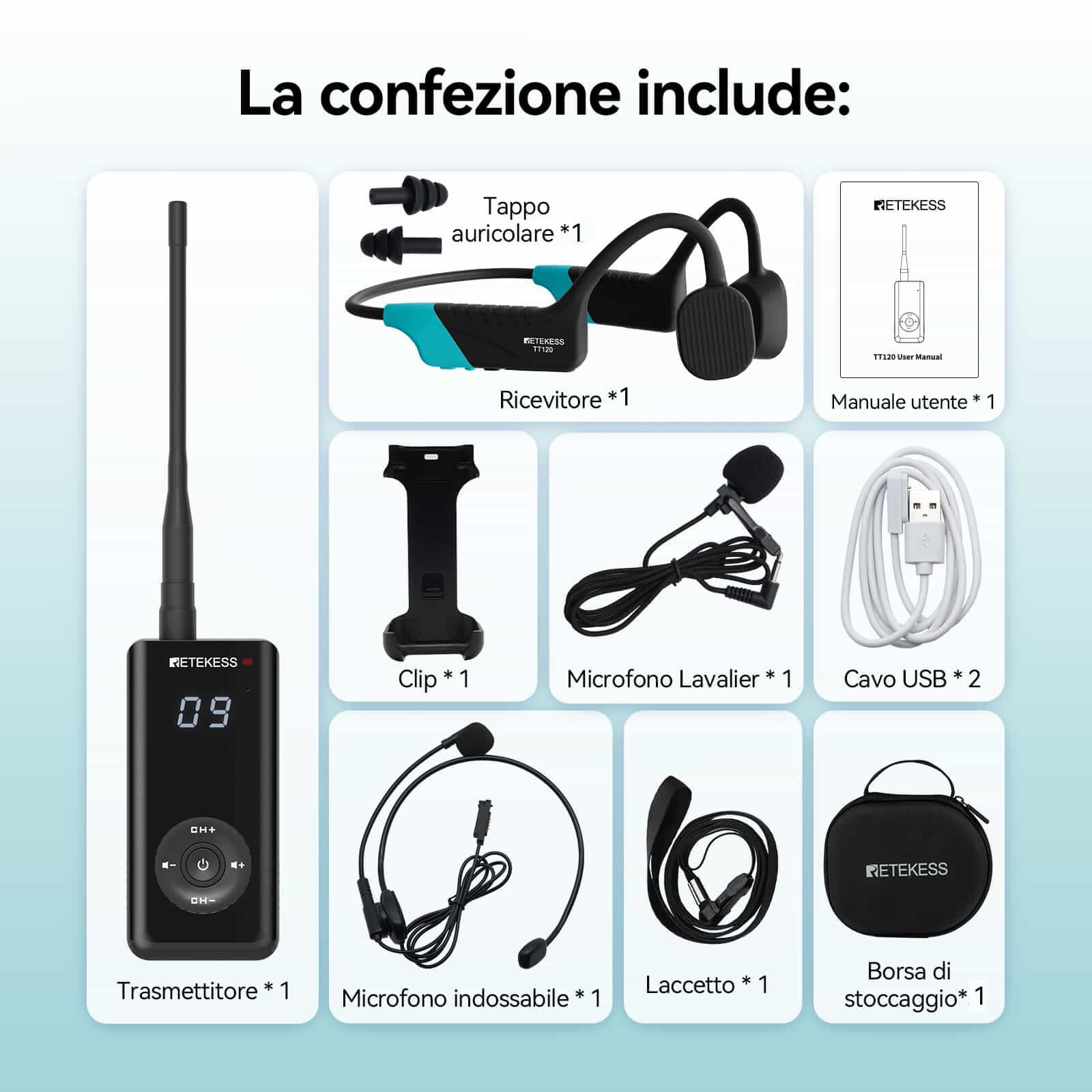 Retekess TT120 Sistemi Intercom per Sport Acquatici tra Allenatore e Atleta o Allievo