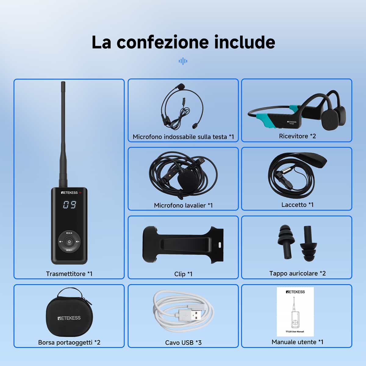 Retekess TT120 Sistemi Intercom per Sport Acquatici tra Allenatore e Atleta o Allievo