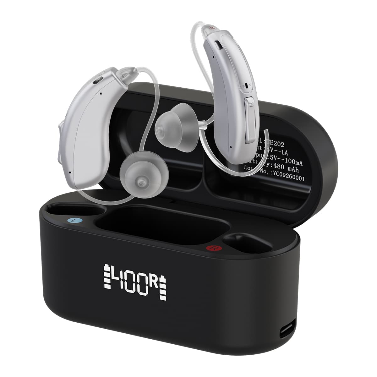 TE202 Apparecchio Acustico Ricaricabile con Mascheramento dell’Acufene per Ipoacusia Lieve-Moderata