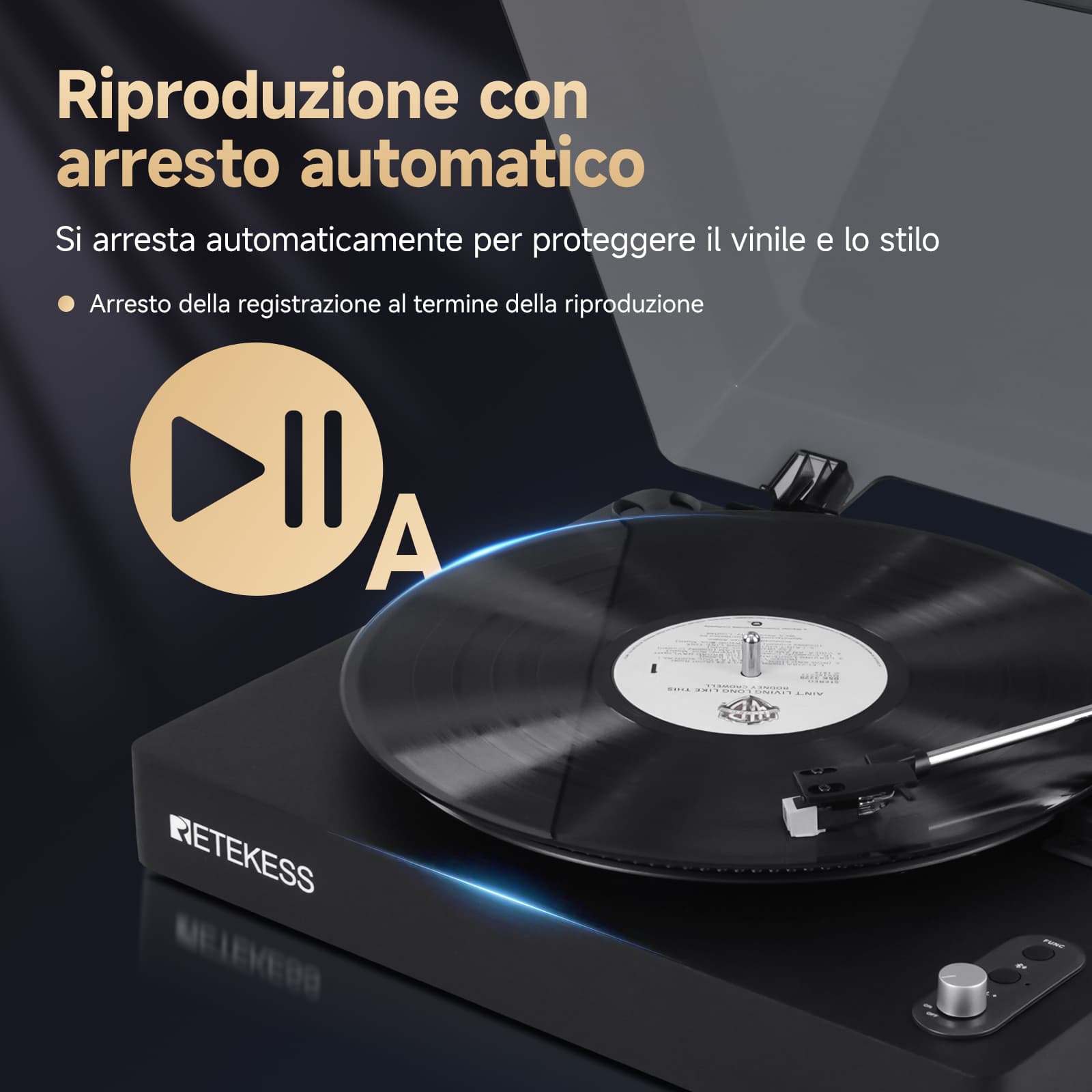 TR643 Giradischi Wireless per Vinili con 3 Velocità e Design Portatile