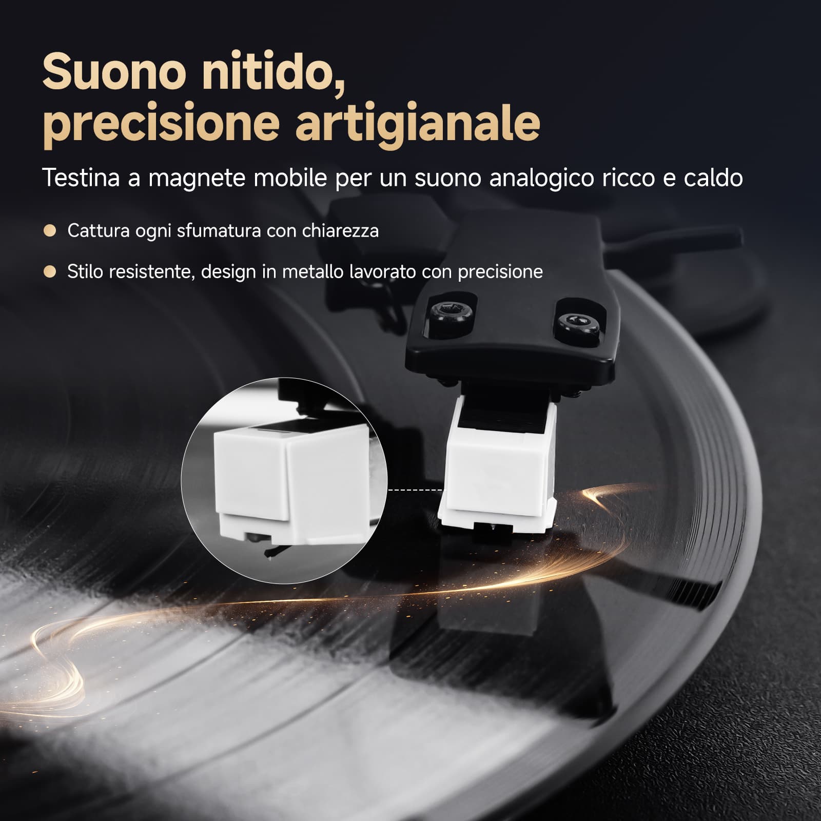 TR643 Giradischi Wireless per Vinili con 3 Velocità e Design Portatile