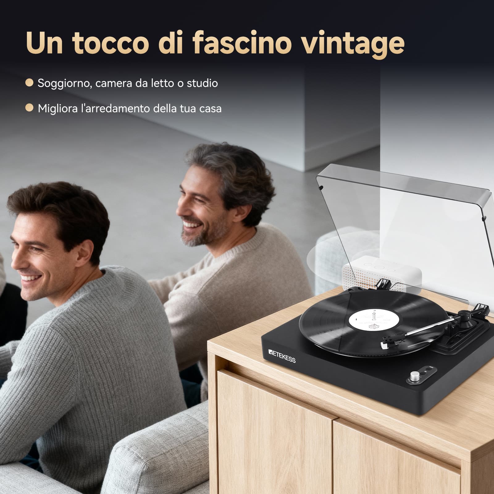 TR643 Giradischi Wireless per Vinili con 3 Velocità e Design Portatile