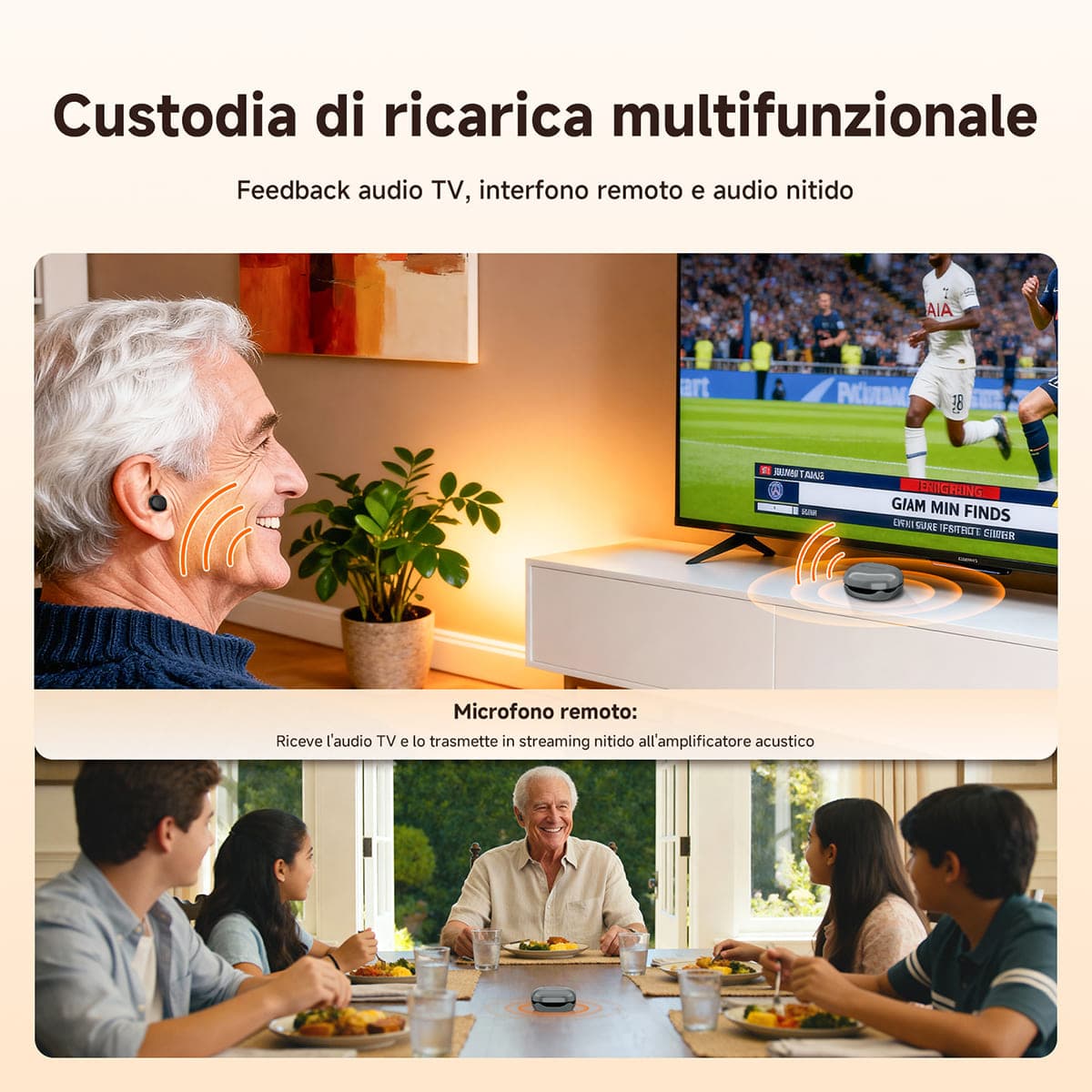 TE103 Apparecchio Acustico Intelligente CIC per Ipoacusia Lieve-Moderata