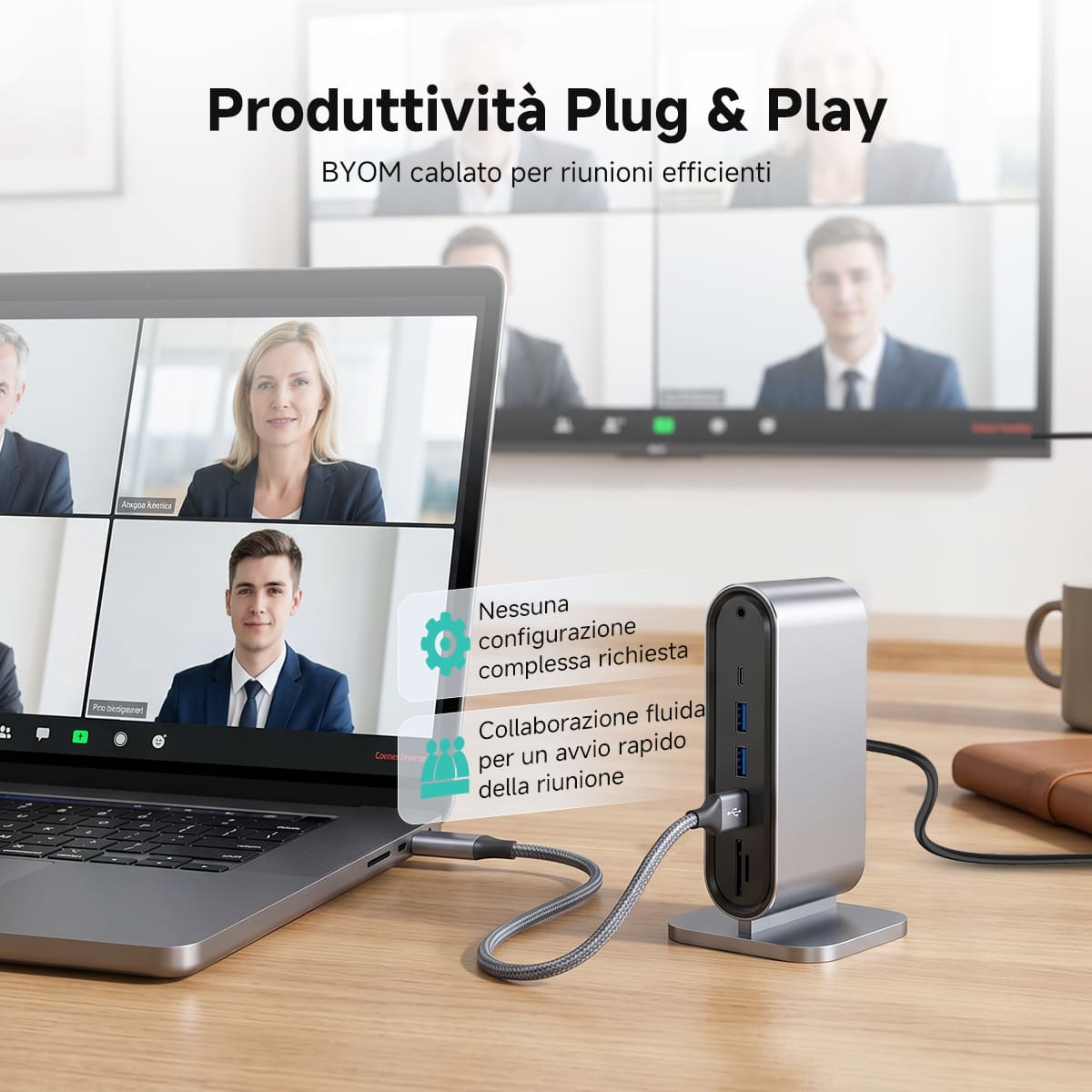 SVN A2 Sistema di Videoconferenza All-in-One 4K HD con IA per Sale Riunioni di Piccole e Medie Dimensioni