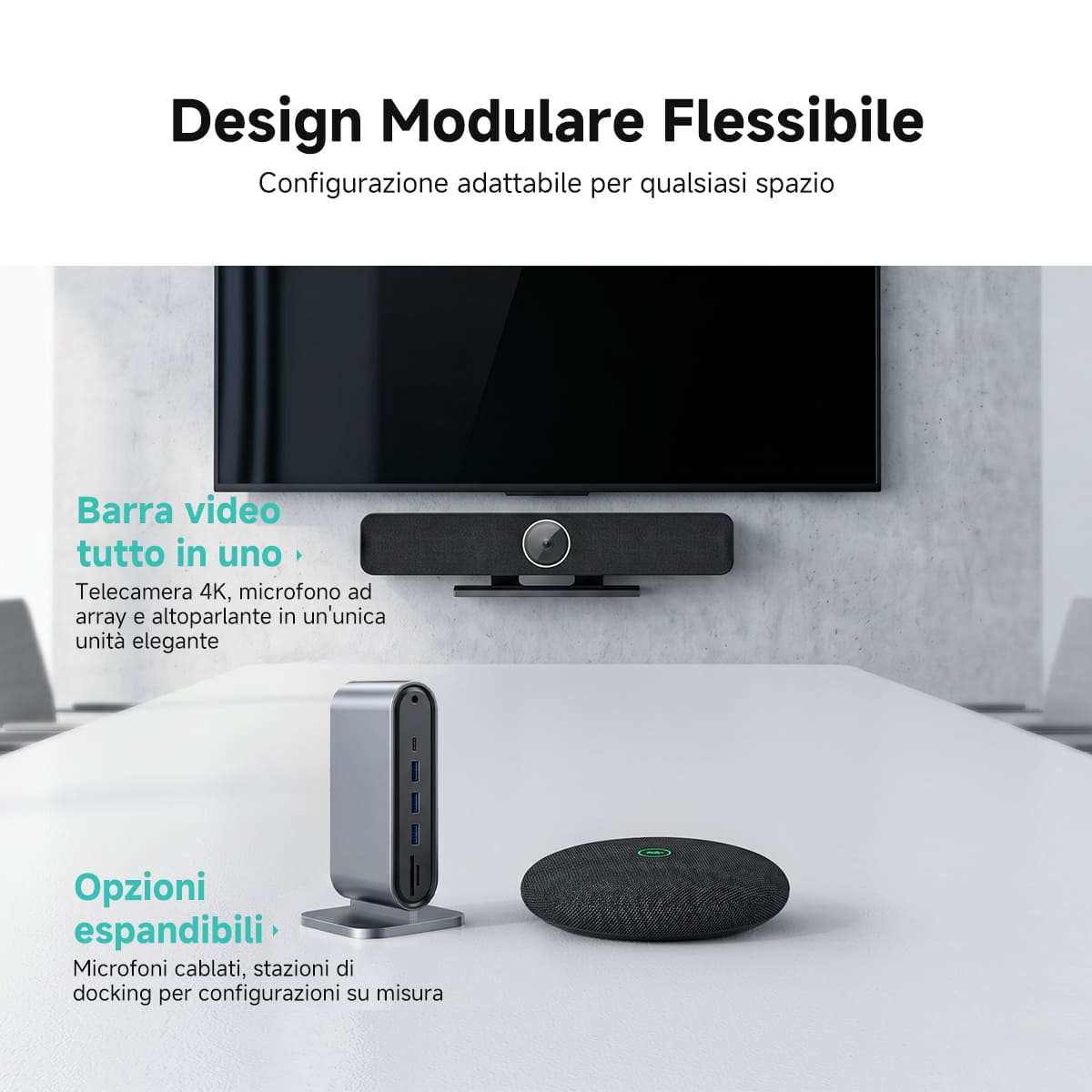 SVN A2 Sistema di Videoconferenza All-in-One 4K HD con IA per Sale Riunioni di Piccole e Medie Dimensioni
