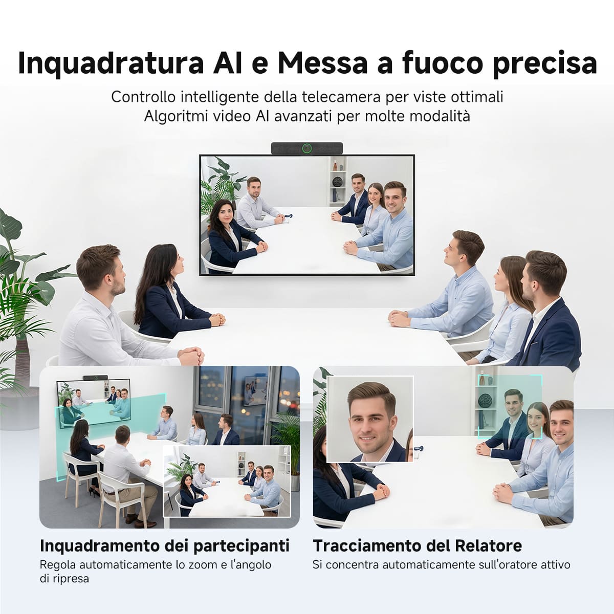 SVN A2 Sistema di Videoconferenza All-in-One 4K HD con IA per Sale Riunioni di Piccole e Medie Dimensioni