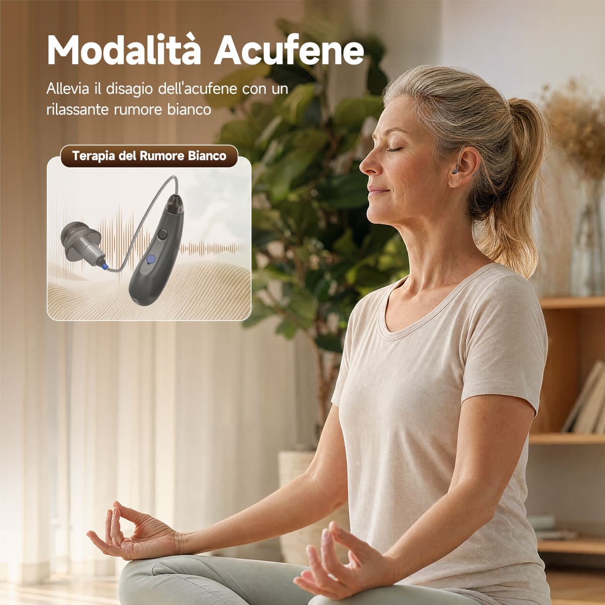 TE105 Apparecchio Acustico CIC IP68 Impermeabile con Bluetooth e Supporto App per Perdite Uditive da Moderate a Gravi