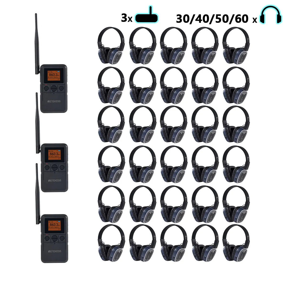Weddings, Festivals, Beach Parties, School Dances & Corporate Events TA003P TA004S Cuffie Wireless Silent Party, 3 Canali, Clip Posteriore & Portatili, Batteria 12H, Bass Boost