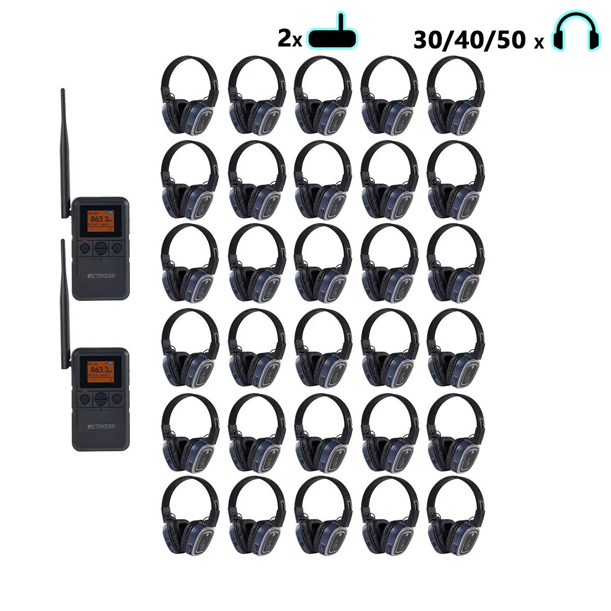 Silent Fitness, Health & Wellness, Silent Discos TA003P TA004S Cuffie Wireless Silent Disco, 3 Canali con Clip Posteriore & Portatili, Bluetooth, Bass Boost