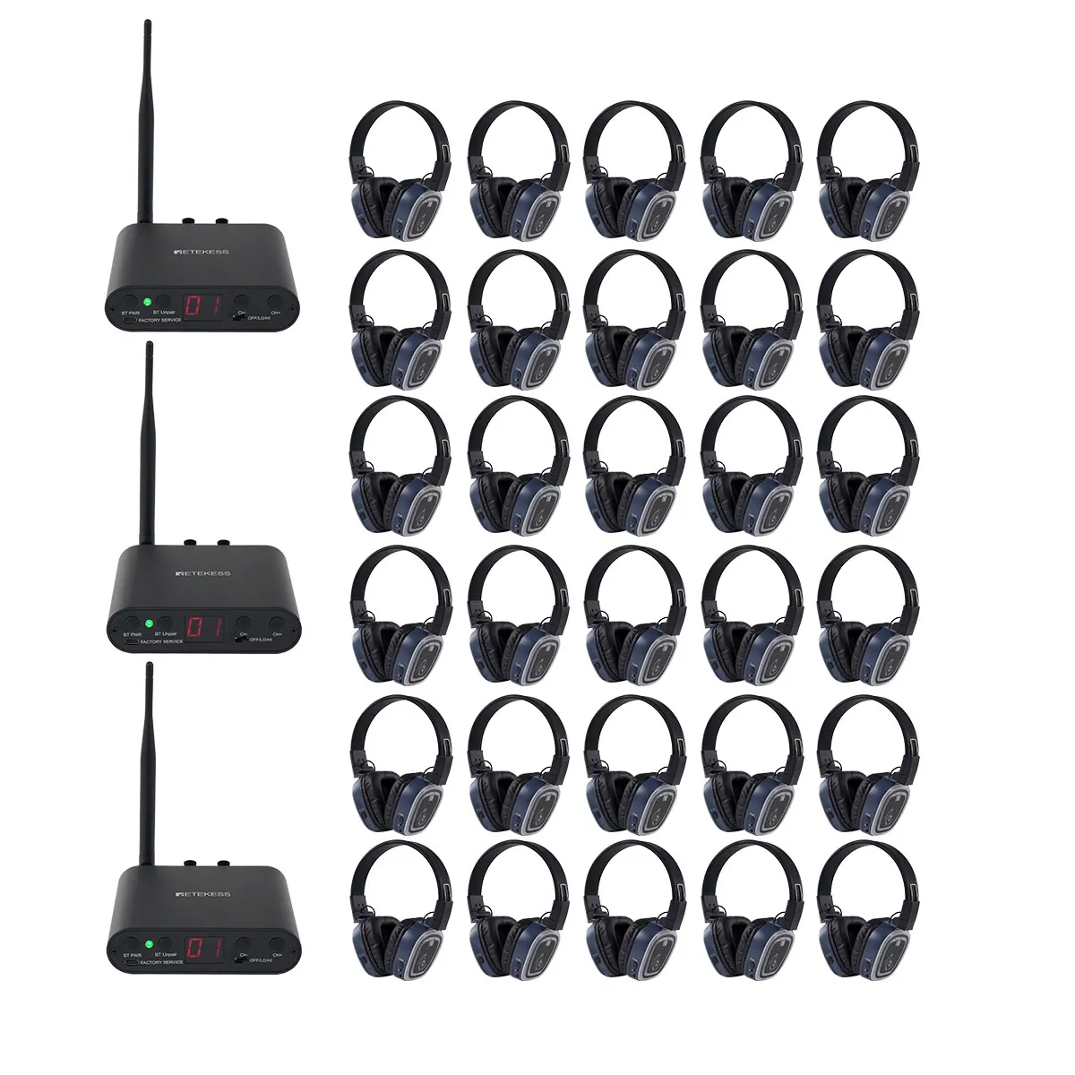 Weddings, Festivals, Beach Parties, School Dances & Corporate Events TA003S TA004S Attrezzatura Silent Disco, 3 Canali, Bass Boost, con Luci Cambiacolore
