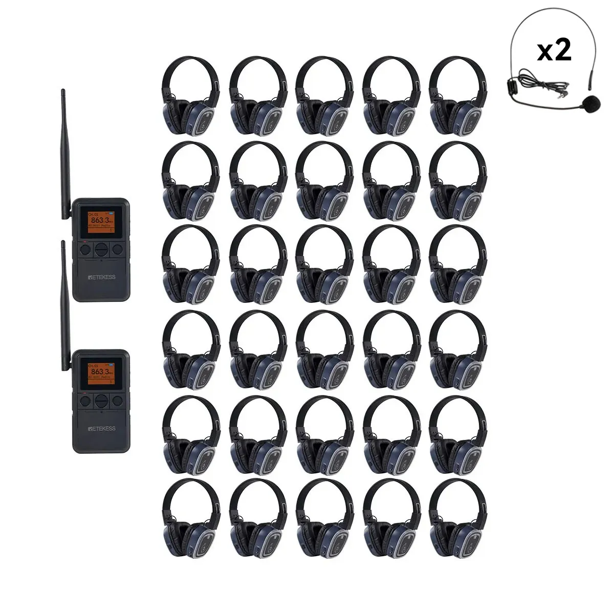 Silent Fitness, Health & Wellness, Silent Discos TA003P TA004S Cuffie Wireless Silent Disco, 3 Canali con Clip Posteriore & Portatili, Bluetooth, Bass Boost