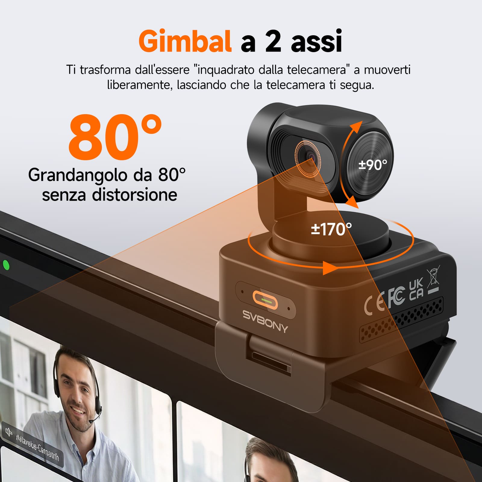 SVN W2 Telecamera PTZ Smart 4K con IA, Zoom 6X, Microfono Integrato e Controllo Gestuale