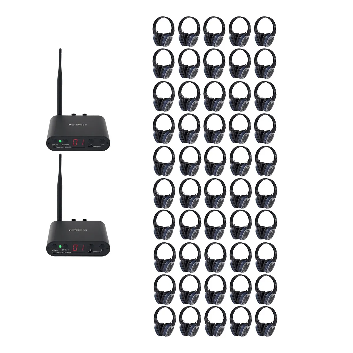 Silent Fitness, Health & Wellness, Silent Discos TA003S TA004S Cuffie Sistema Audio Silenzioso, 3 Canali con Bluetooth, Pieghevoli, Type-C, Bass Boost