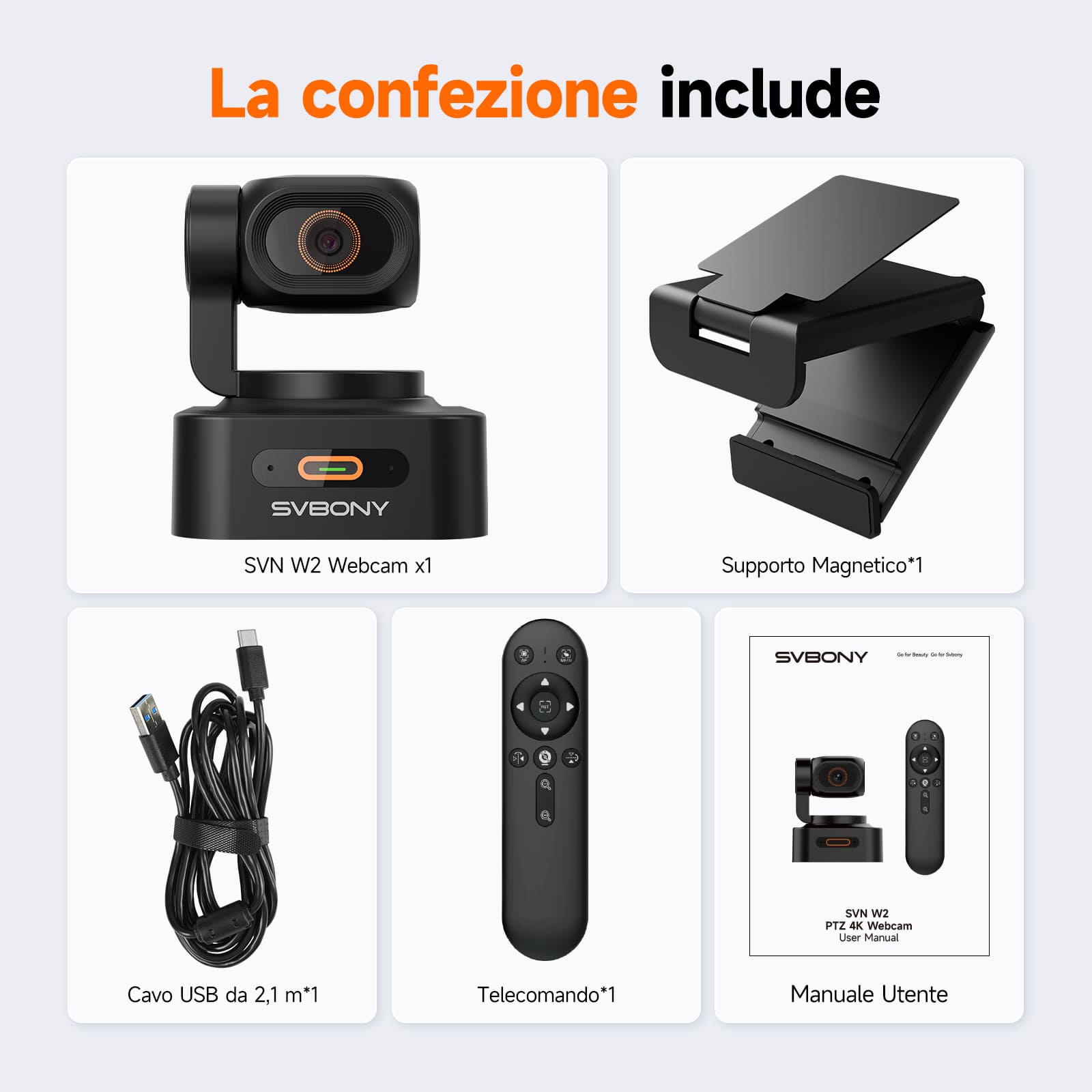 SVN W2 Telecamera PTZ Smart 4K con IA, Zoom 6X, Microfono Integrato e Controllo Gestuale