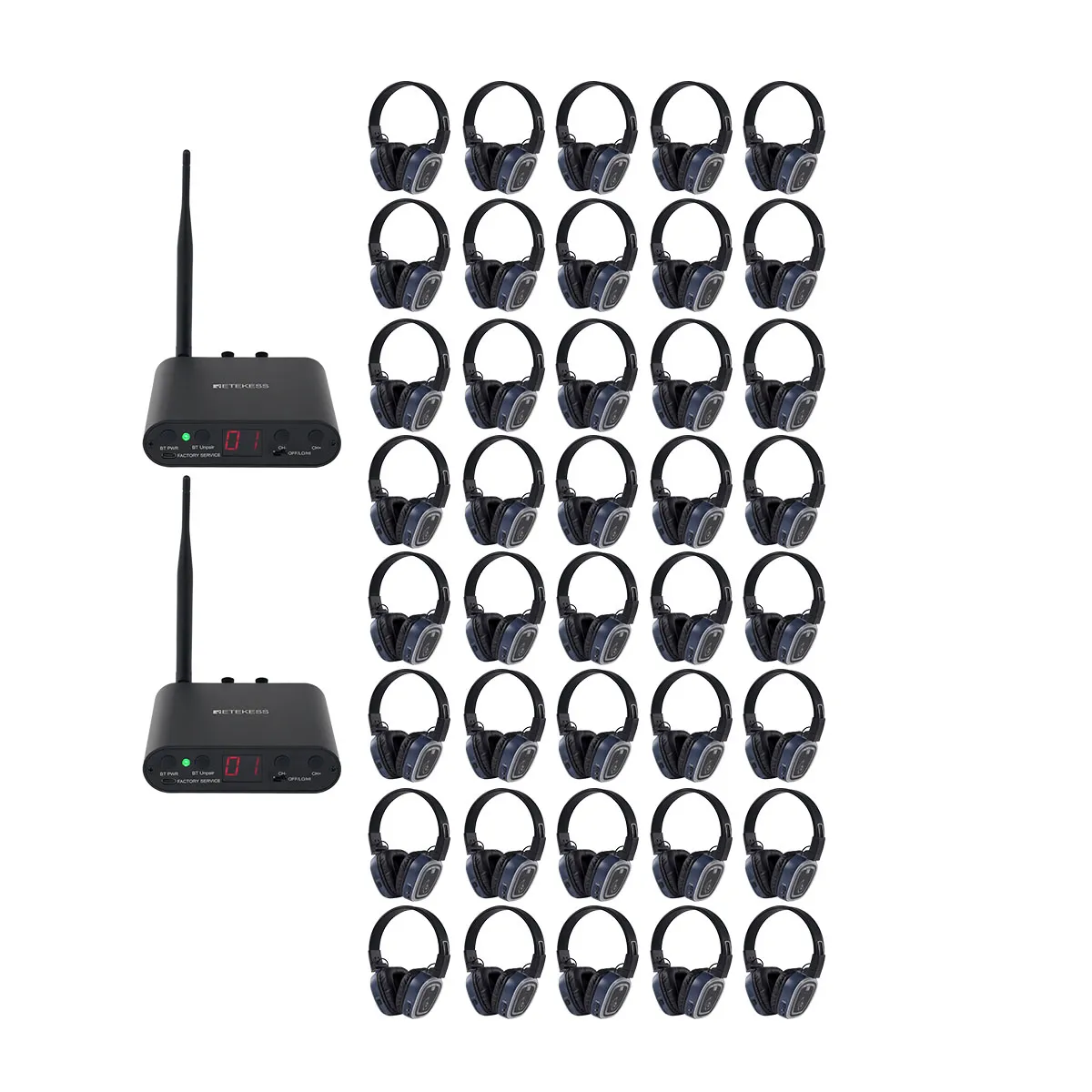 Silent Fitness, Health & Wellness, Silent Discos TA003S TA004S Cuffie Sistema Audio Silenzioso, 3 Canali con Bluetooth, Pieghevoli, Type-C, Bass Boost