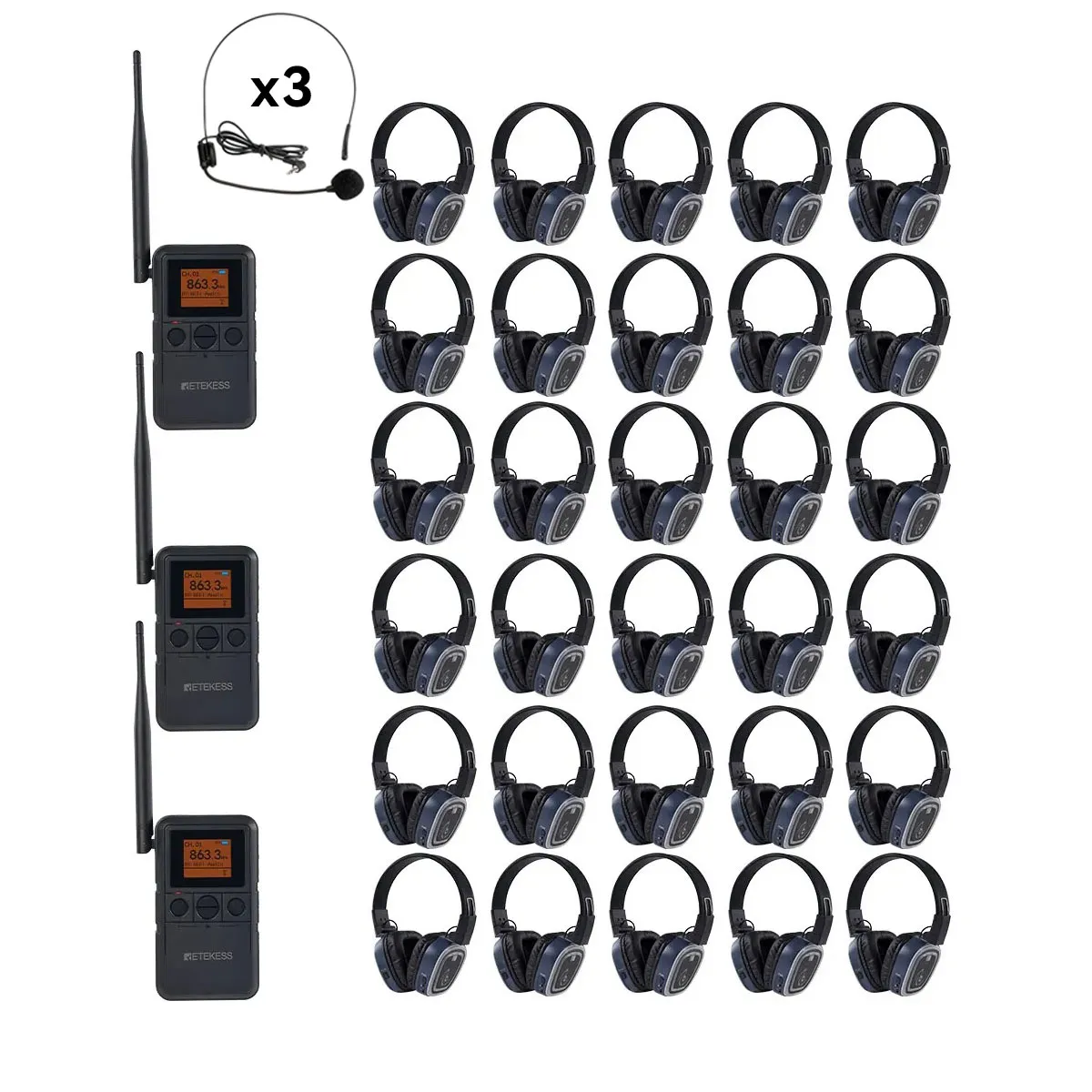 Weddings, Festivals, Beach Parties, School Dances & Corporate Events TA003P TA004S Cuffie Wireless Silent Party, 3 Canali, Clip Posteriore & Portatili, Batteria 12H, Bass Boost