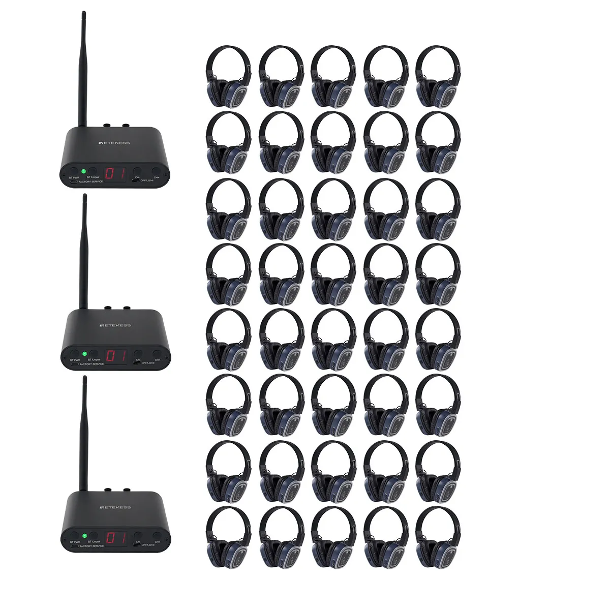 Weddings, Festivals, Beach Parties, School Dances & Corporate Events TA003S TA004S Attrezzatura Silent Disco, 3 Canali, Bass Boost, con Luci Cambiacolore