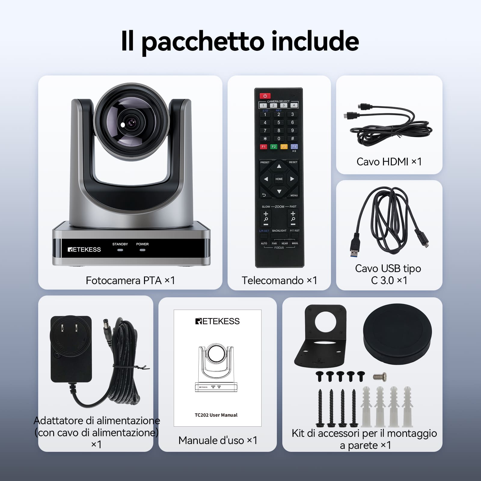 Retekess TC202 Telecamera ad Alta Definizione Multi-compatibile per Incontri Religiosi